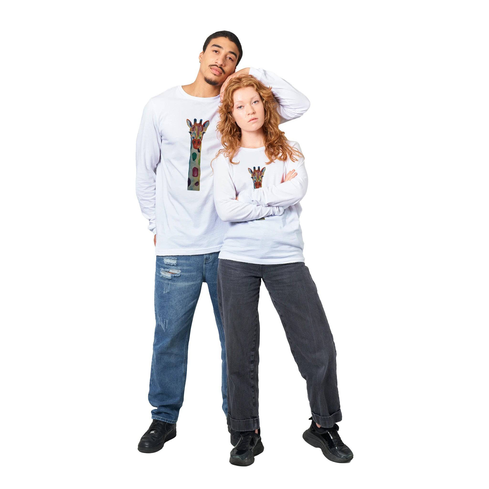 unisex Long sleeve tee/Giraffe-Watercolor - Enet Images