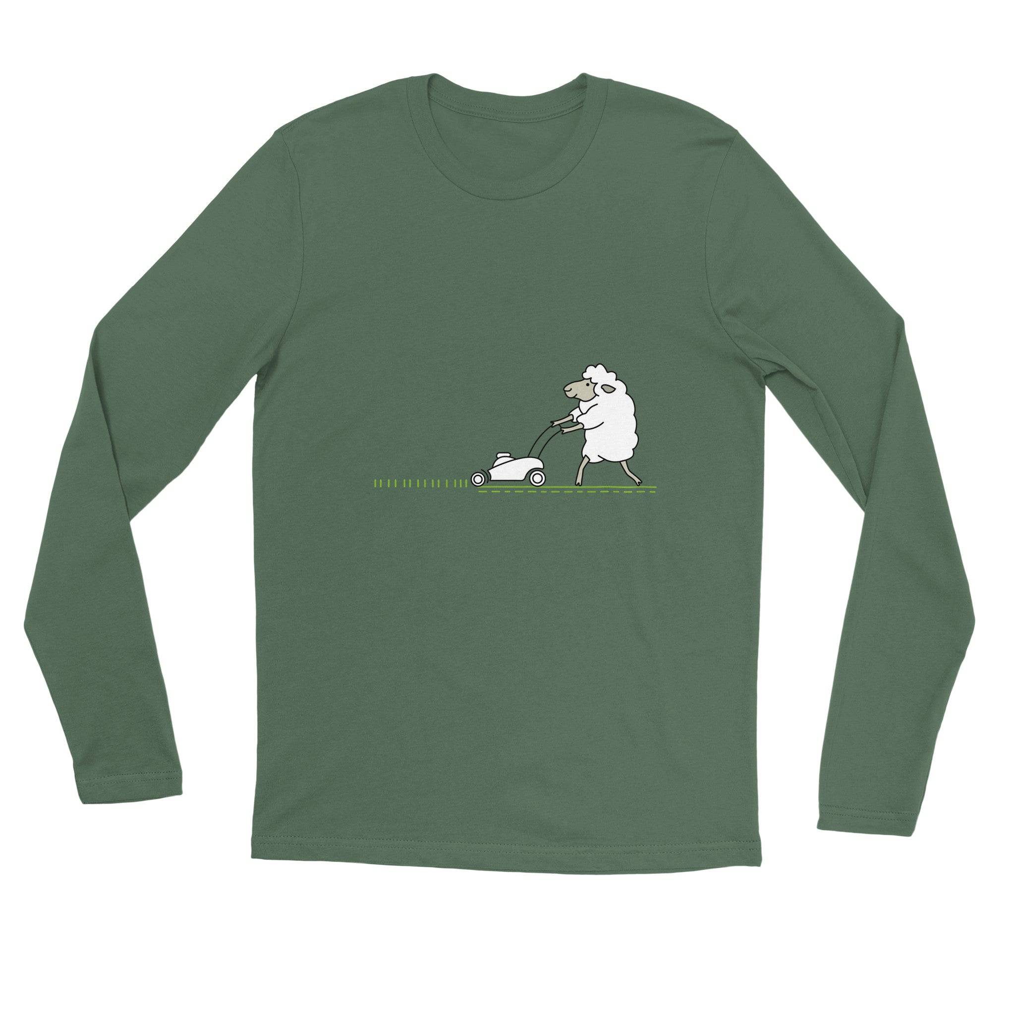 unisex Long sleeve tee/Sheep-Cutting-The-Lawn - Enet Images