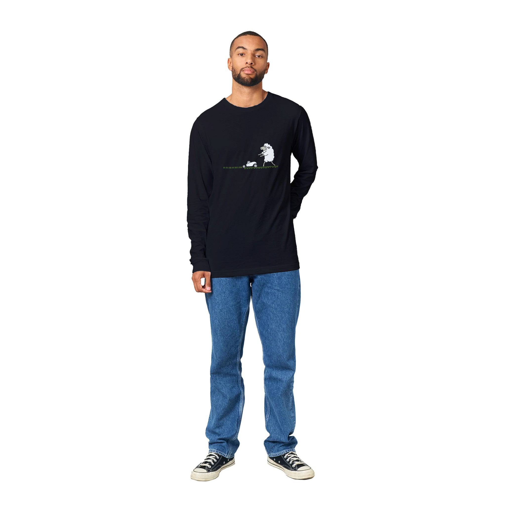 unisex Long sleeve tee/Sheep-Cutting-The-Lawn - Enet Images