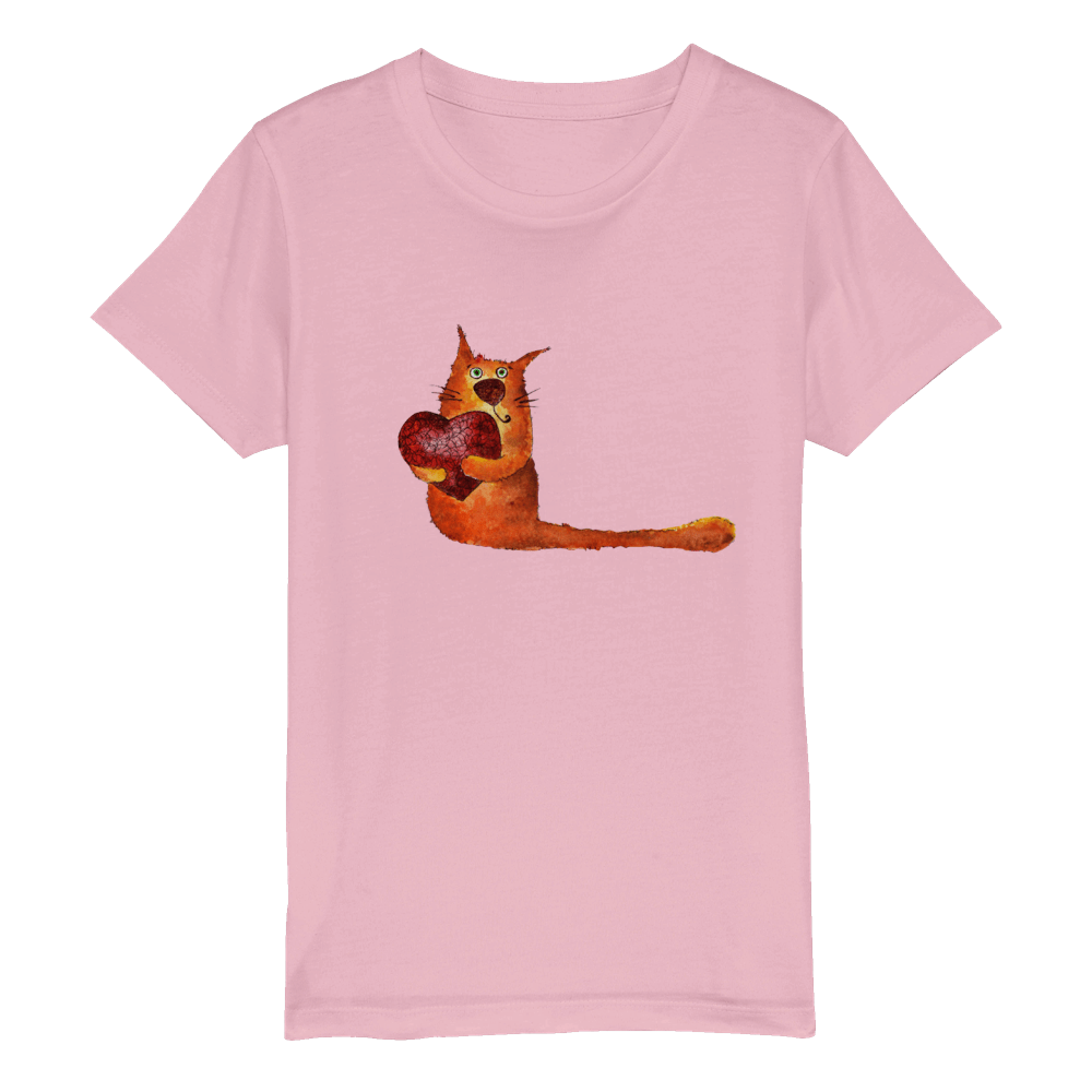 Organic Kids Crewneck T-shirt/Artistic-Animals-Cat - Enet Images