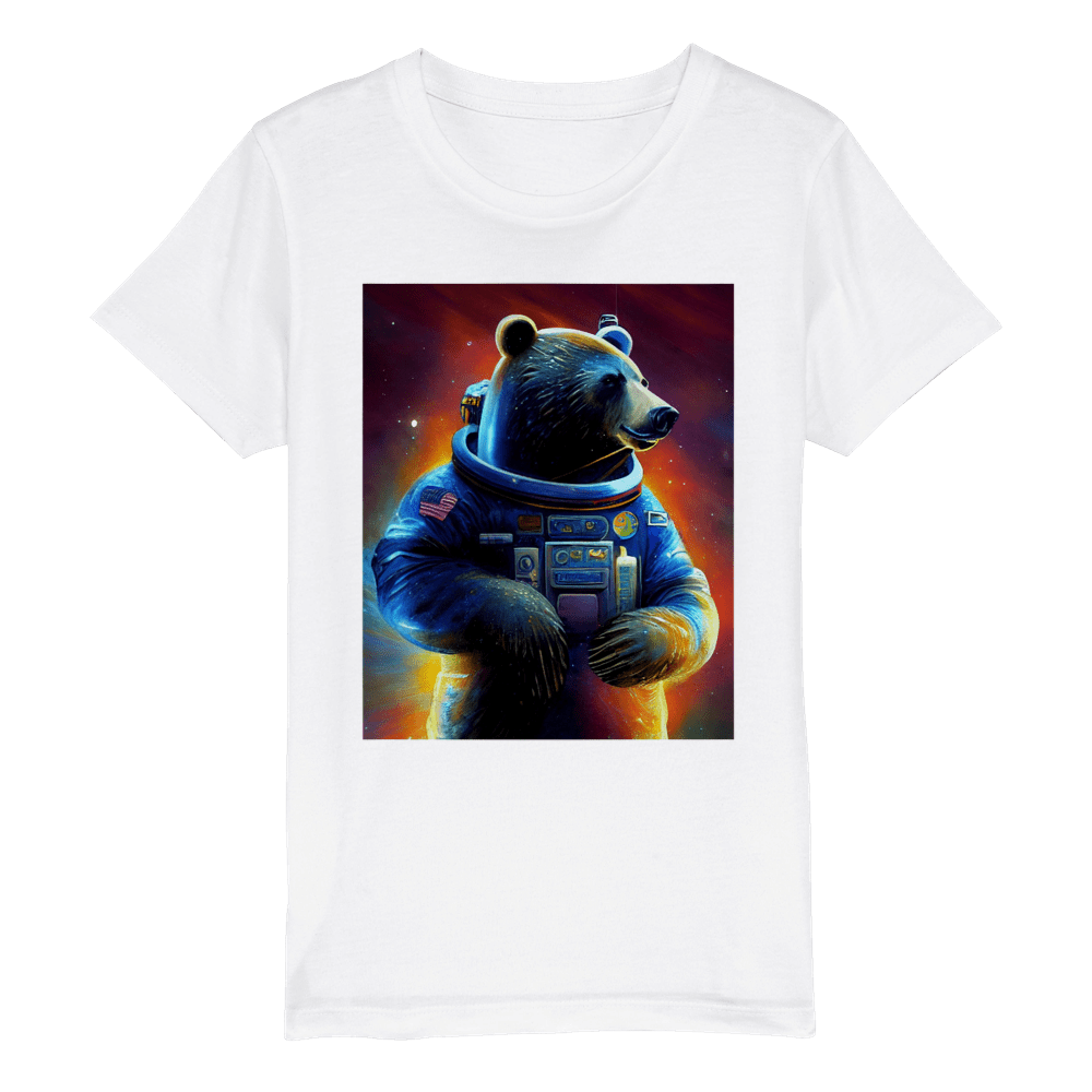 Organic Kids Crewneck T-shirt/Astronaut-Bear - Enet Images