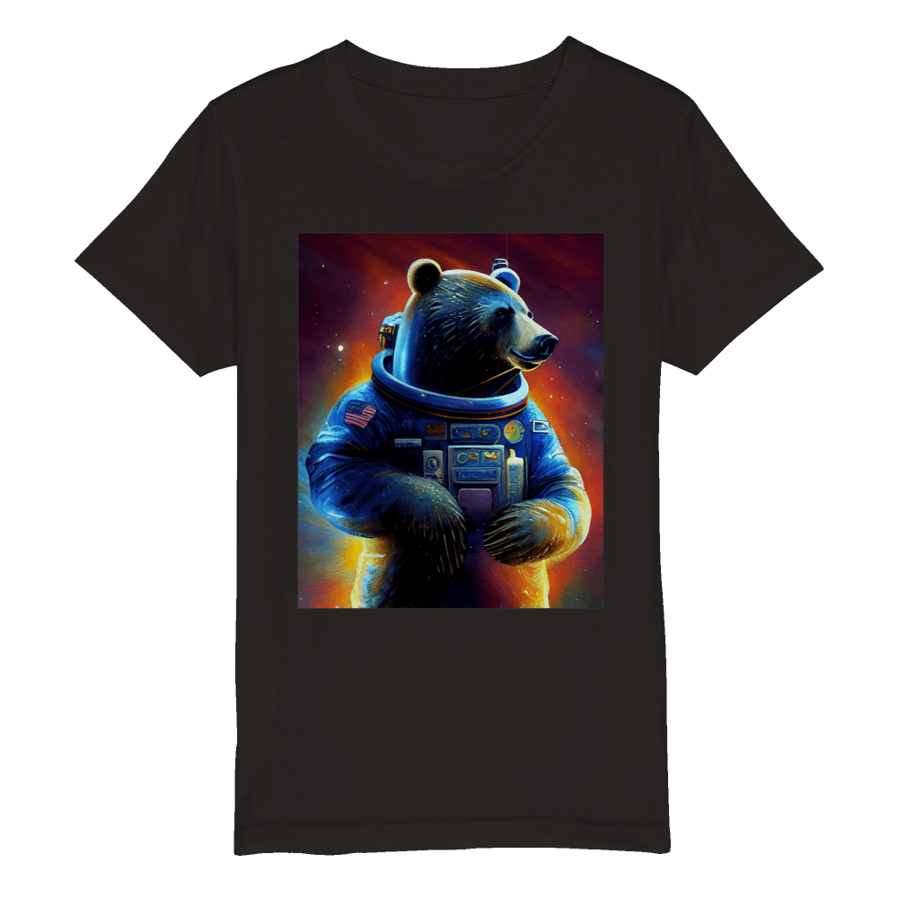 Organic Kids Crewneck T-shirt/Astronaut-Bear - Enet Images