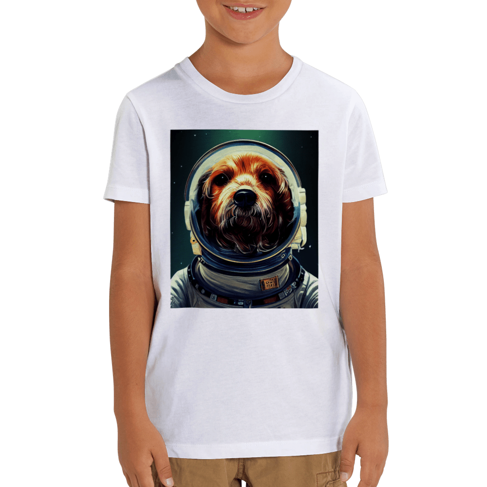 Organic Kids Crewneck T-shirt/Astronaut-dog - Enet Images