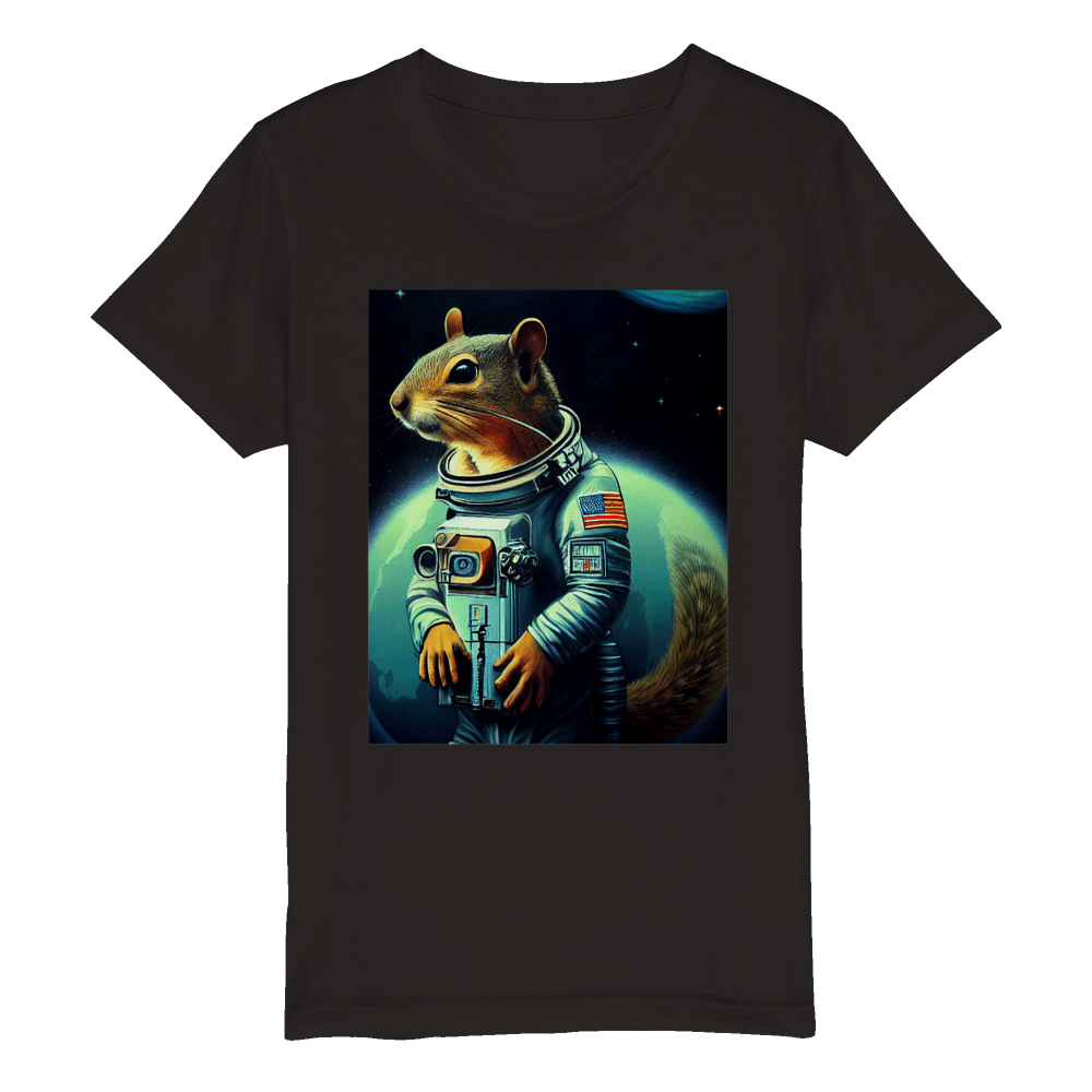 Organic Kids Crewneck T-shirt/Astronaut-Mouse - Enet Images