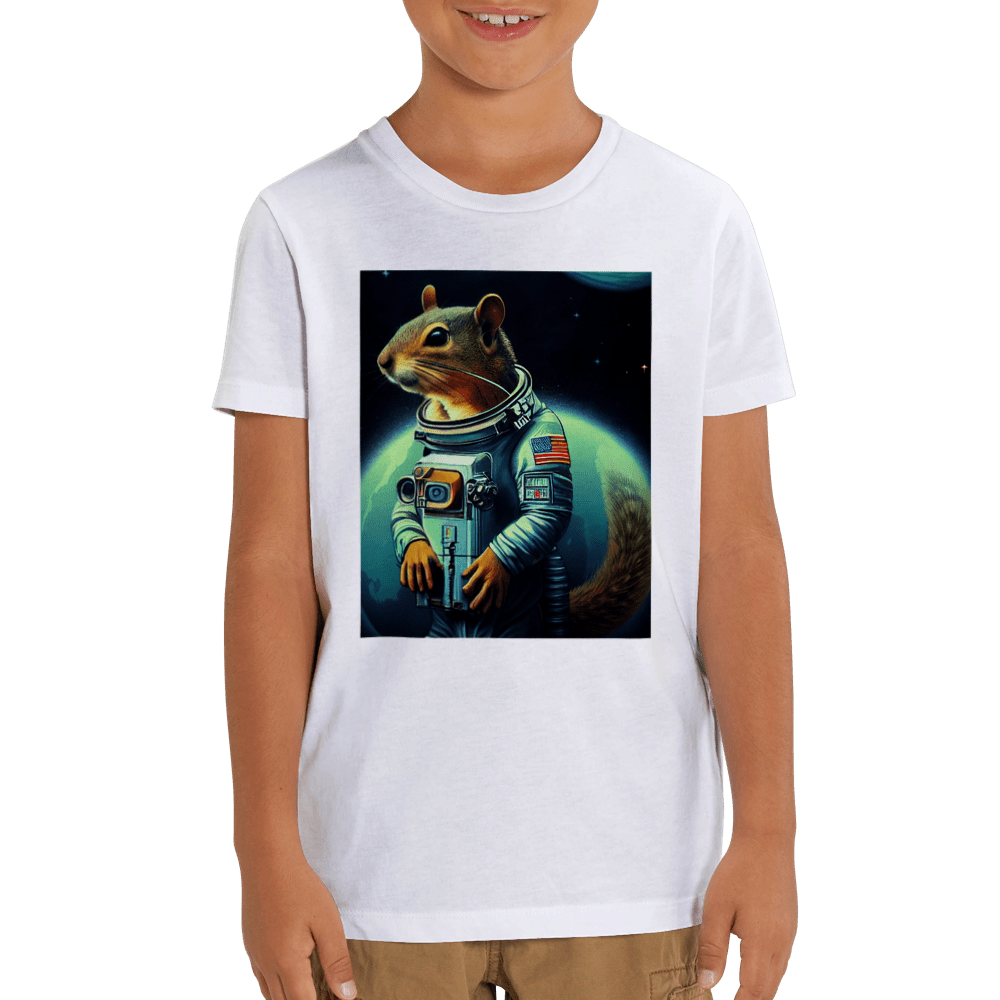 Organic Kids Crewneck T-shirt/Astronaut-Mouse - Enet Images