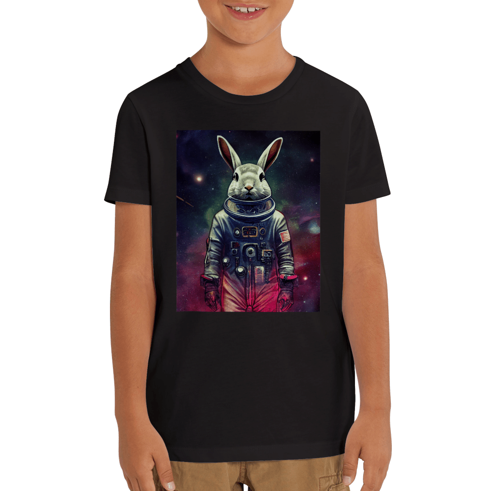 Organic Kids Crewneck T-shirt/Astronaut-Rabbit - Enet Images