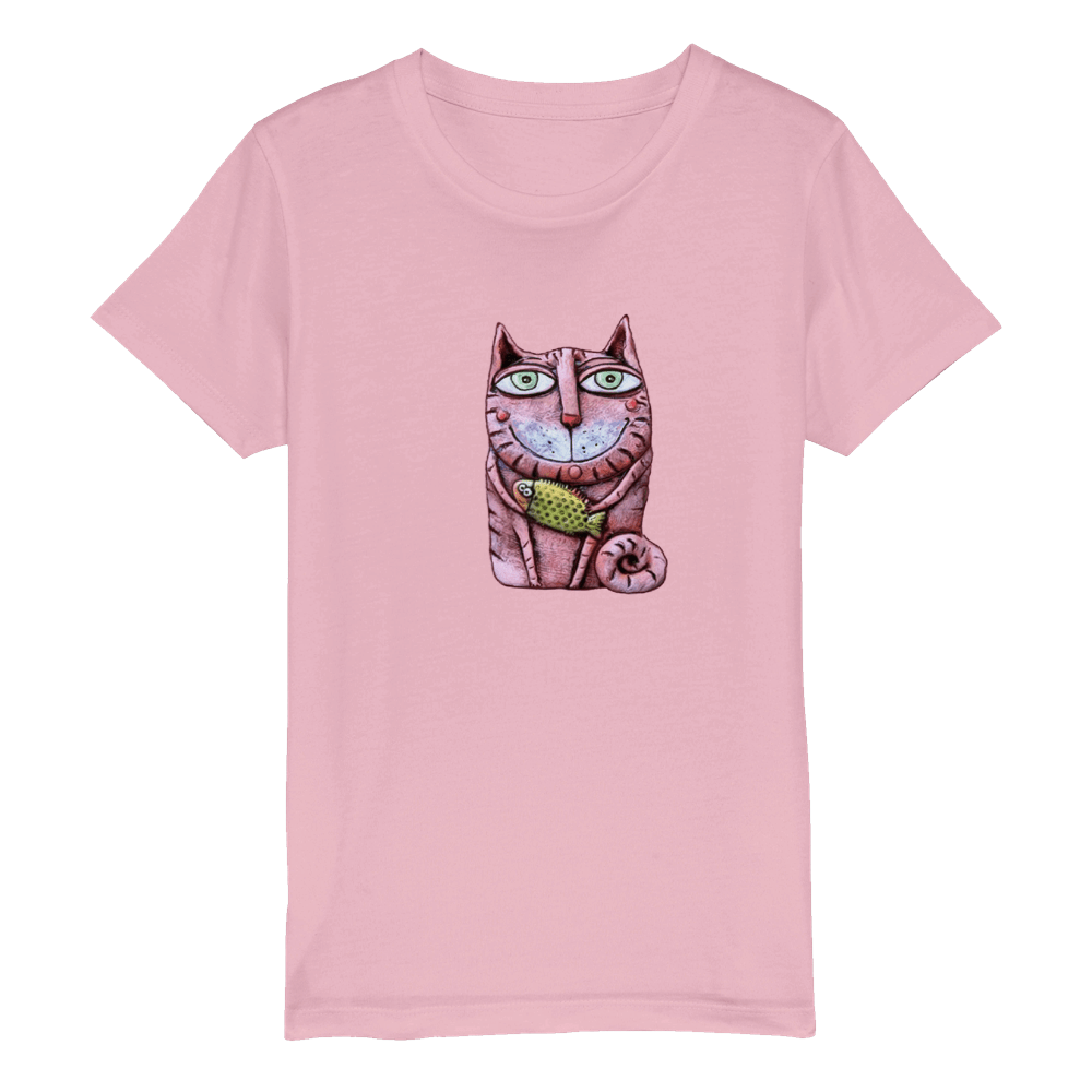 Organic Kids Crewneck T-shirt/Cat-Fish - Enet Images
