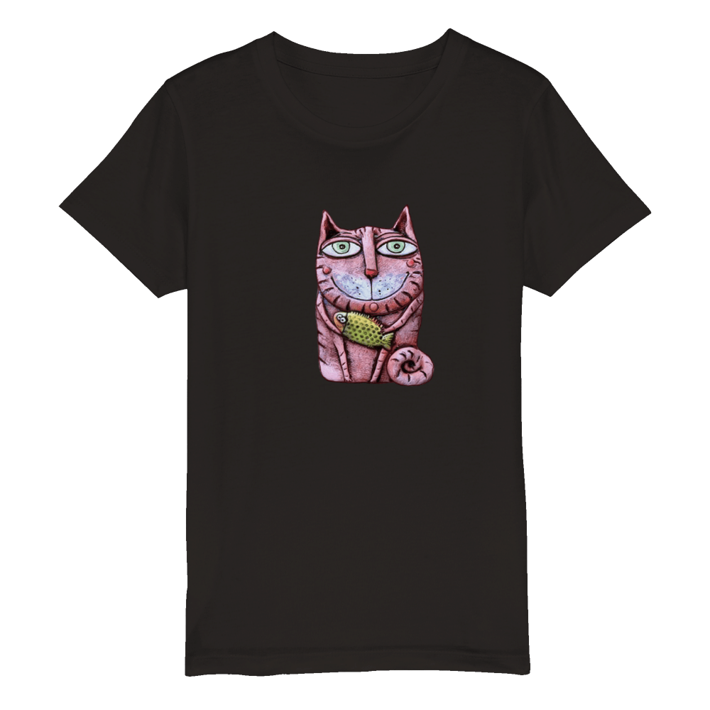 Organic Kids Crewneck T-shirt/Cat-Fish - Enet Images