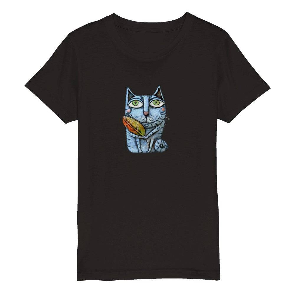 Organic Kids Crewneck T-shirt/Cat-Leaf - Enet Images