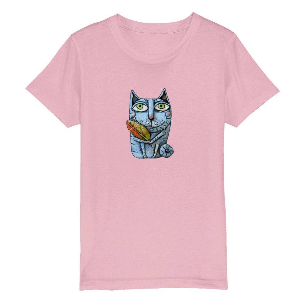 Organic Kids Crewneck T-shirt/Cat-Leaf - Enet Images