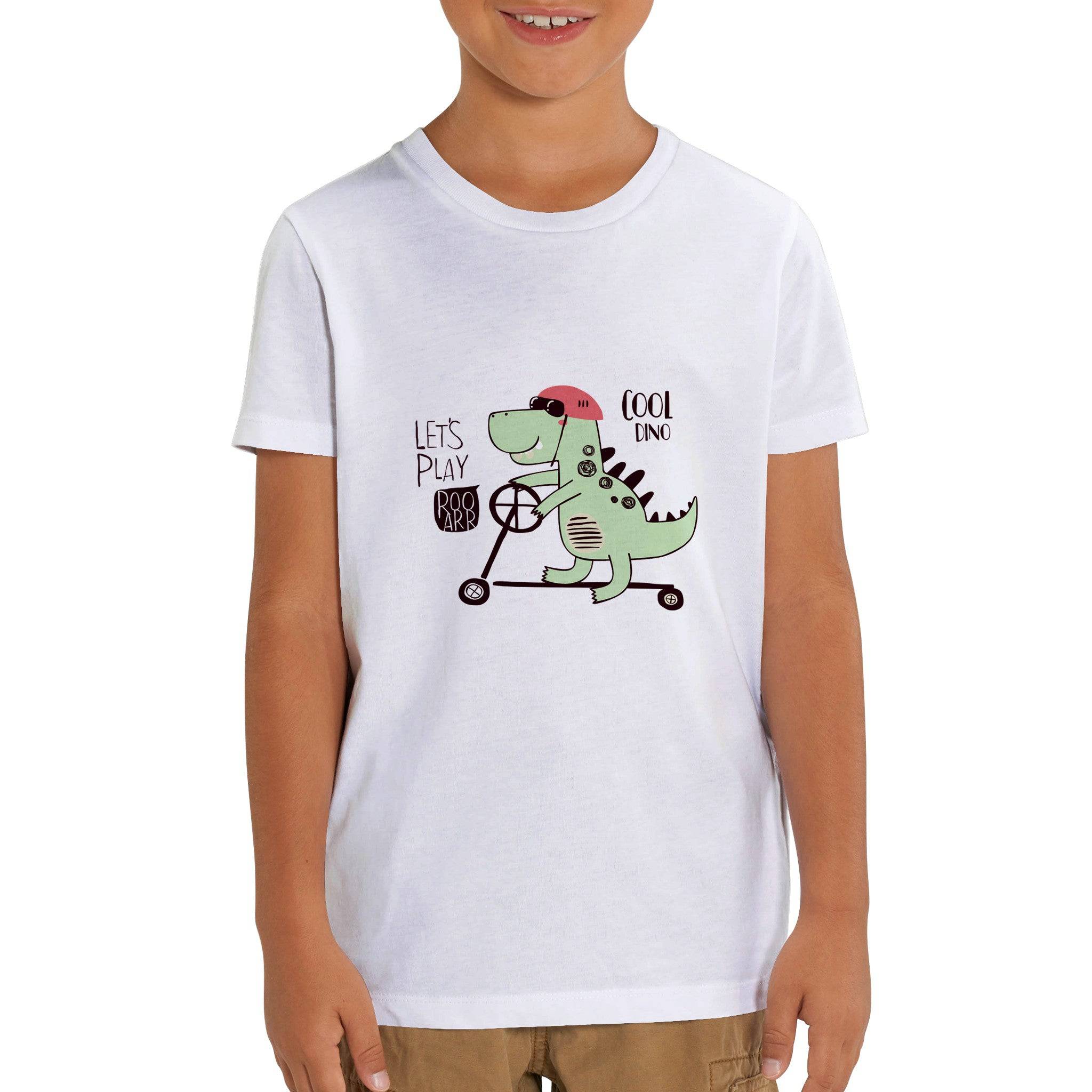 Organic Kids Crewneck T-shirt/Cool-Dino - Enet Images