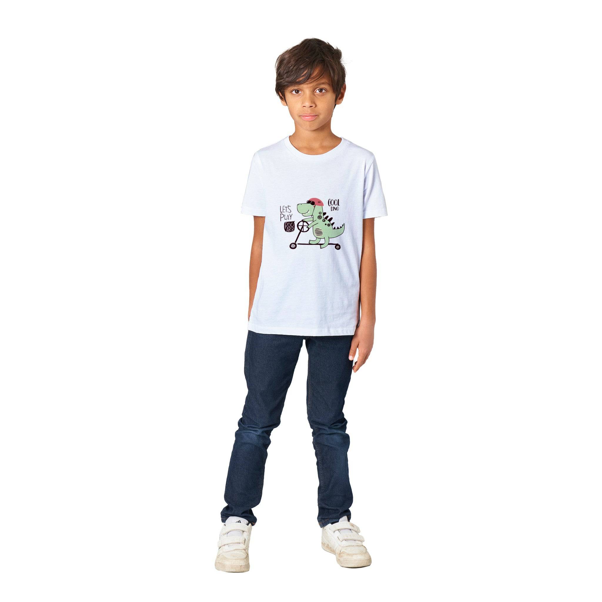 Organic Kids Crewneck T-shirt/Cool-Dino - Enet Images