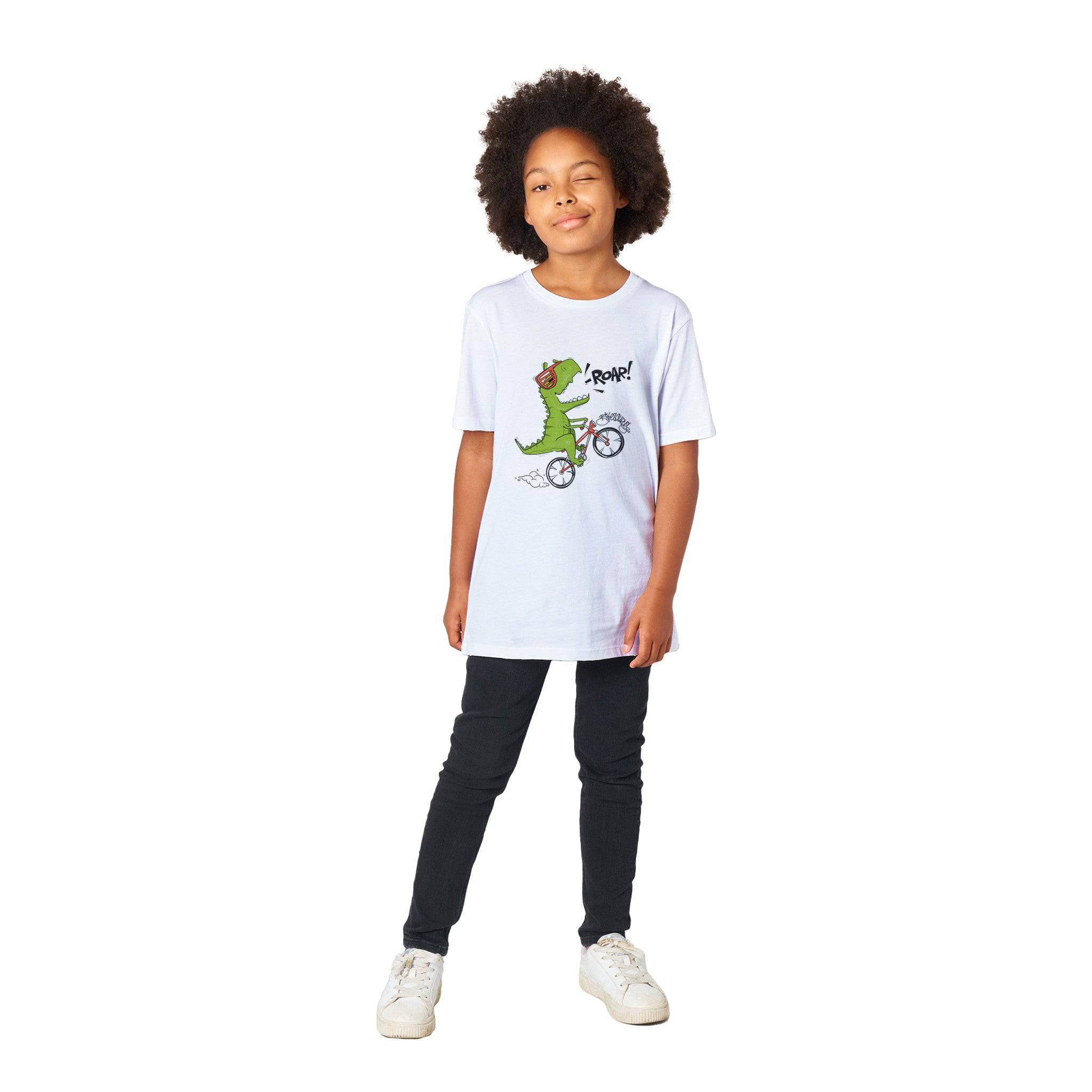 Organic Kids Crewneck T-shirt/Dino-Roar - Enet Images