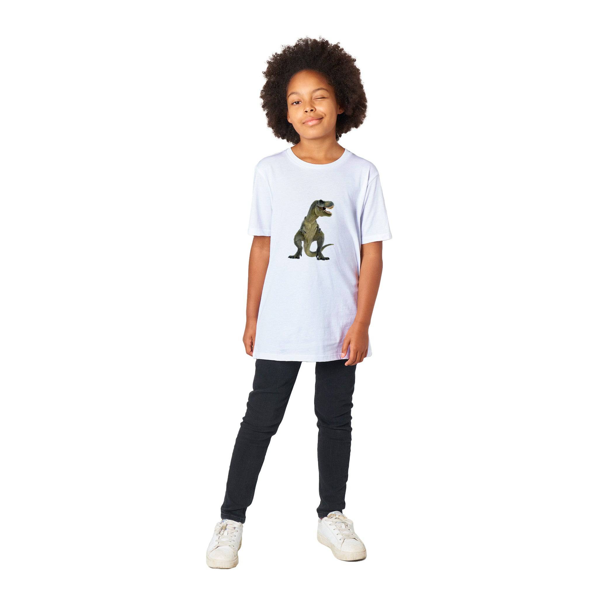 Organic Kids Crewneck T-shirt/Dinosaur - Enet Images