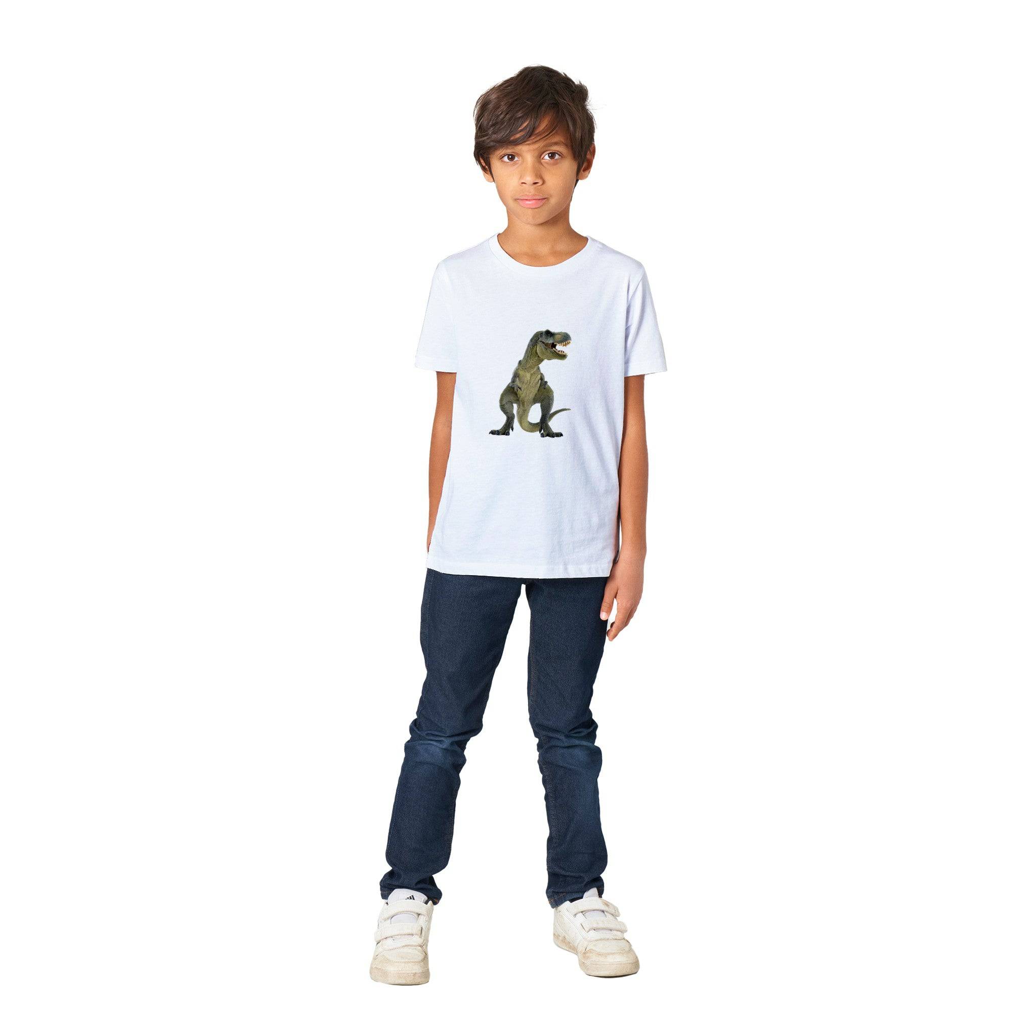Organic Kids Crewneck T-shirt/Dinosaur - Enet Images