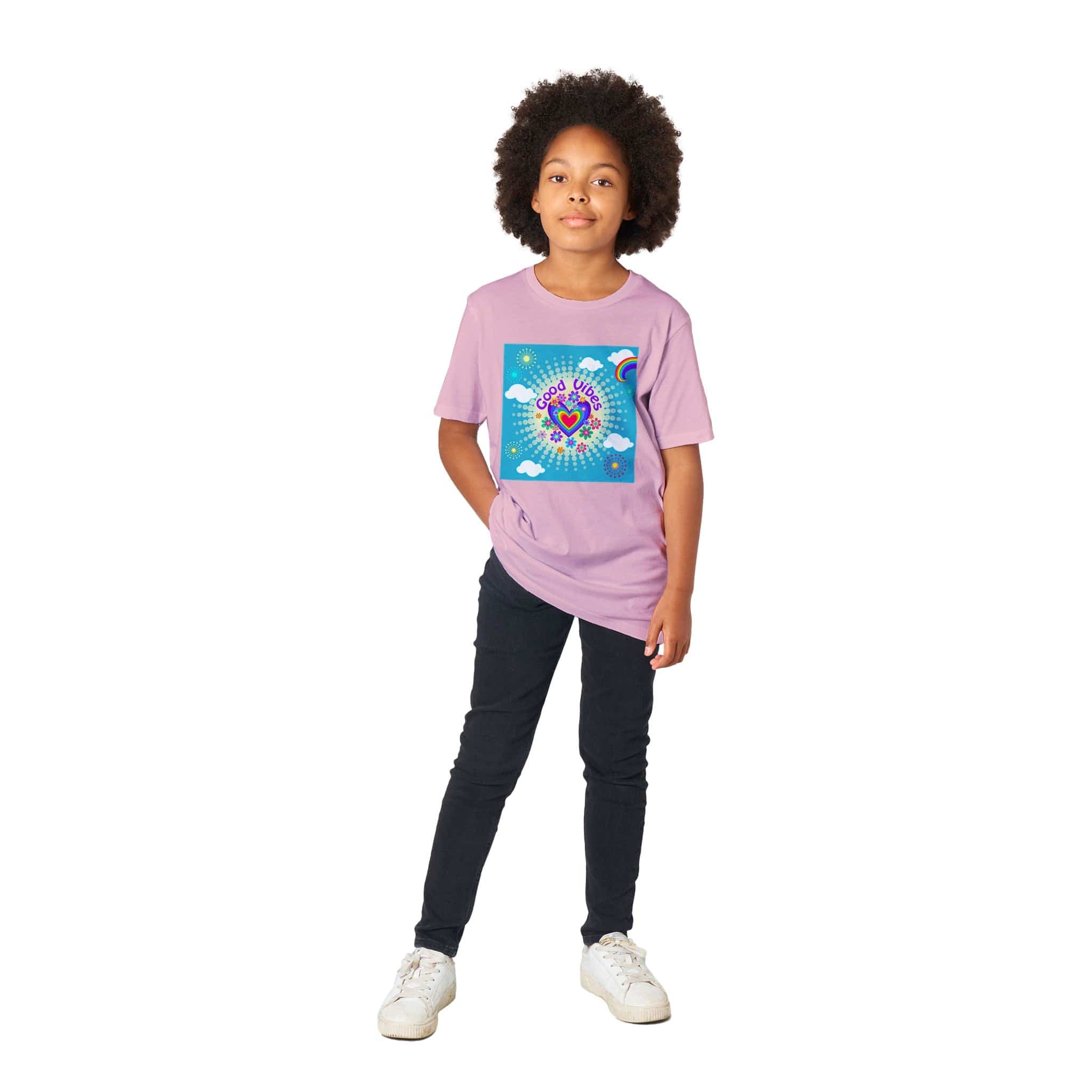 Organic Kids Crewneck T-shirt/Good-Vibes-Only - Enet Images
