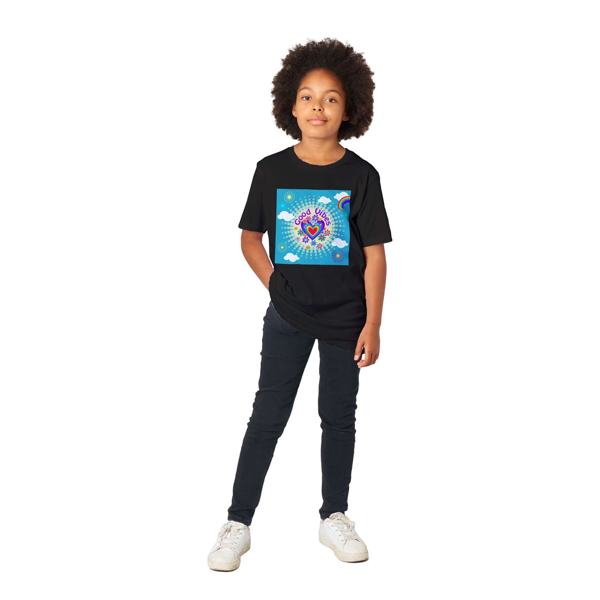 Organic Kids Crewneck T-shirt/Good-Vibes-Only - Enet Images