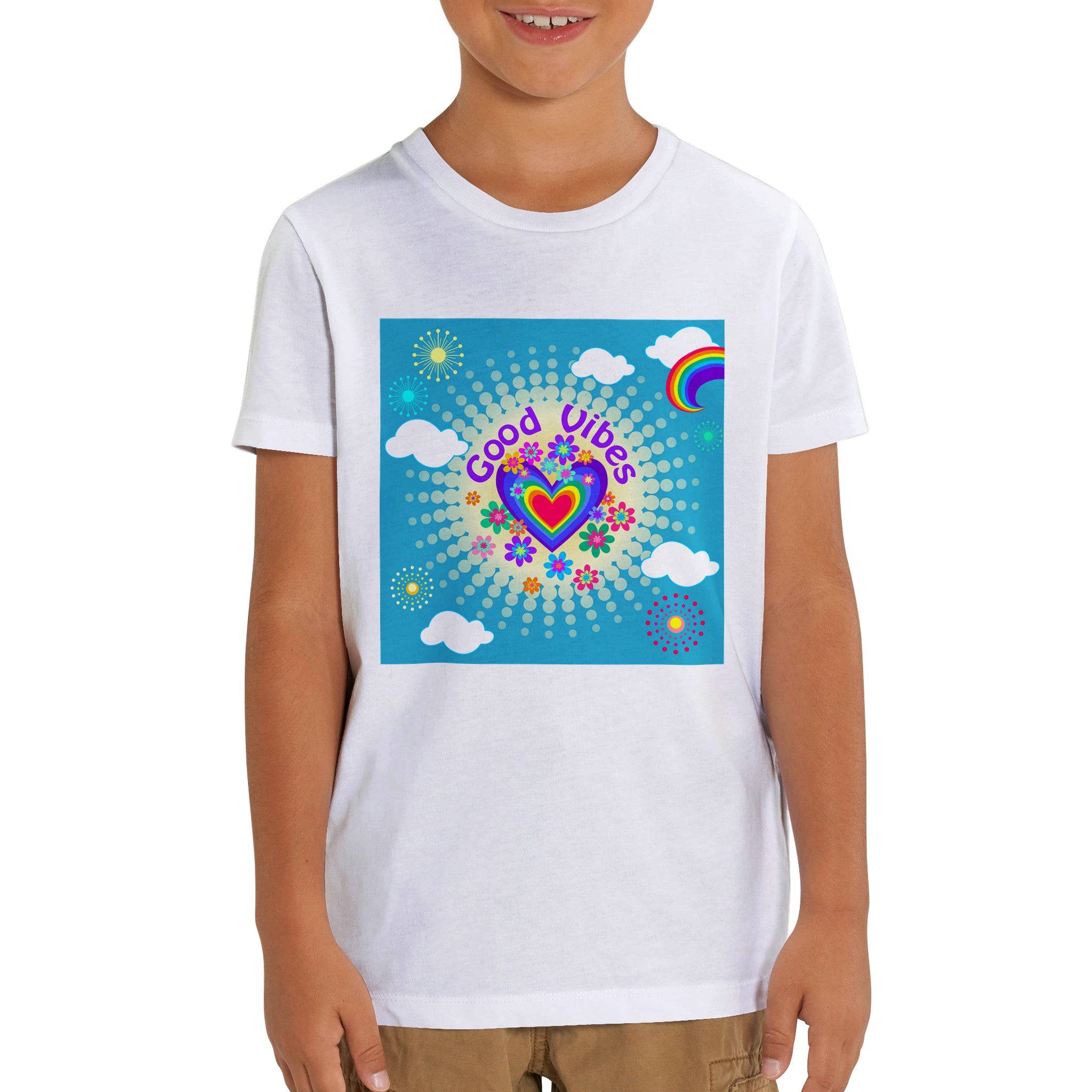 Organic Kids Crewneck T-shirt/Good-Vibes-Only - Enet Images