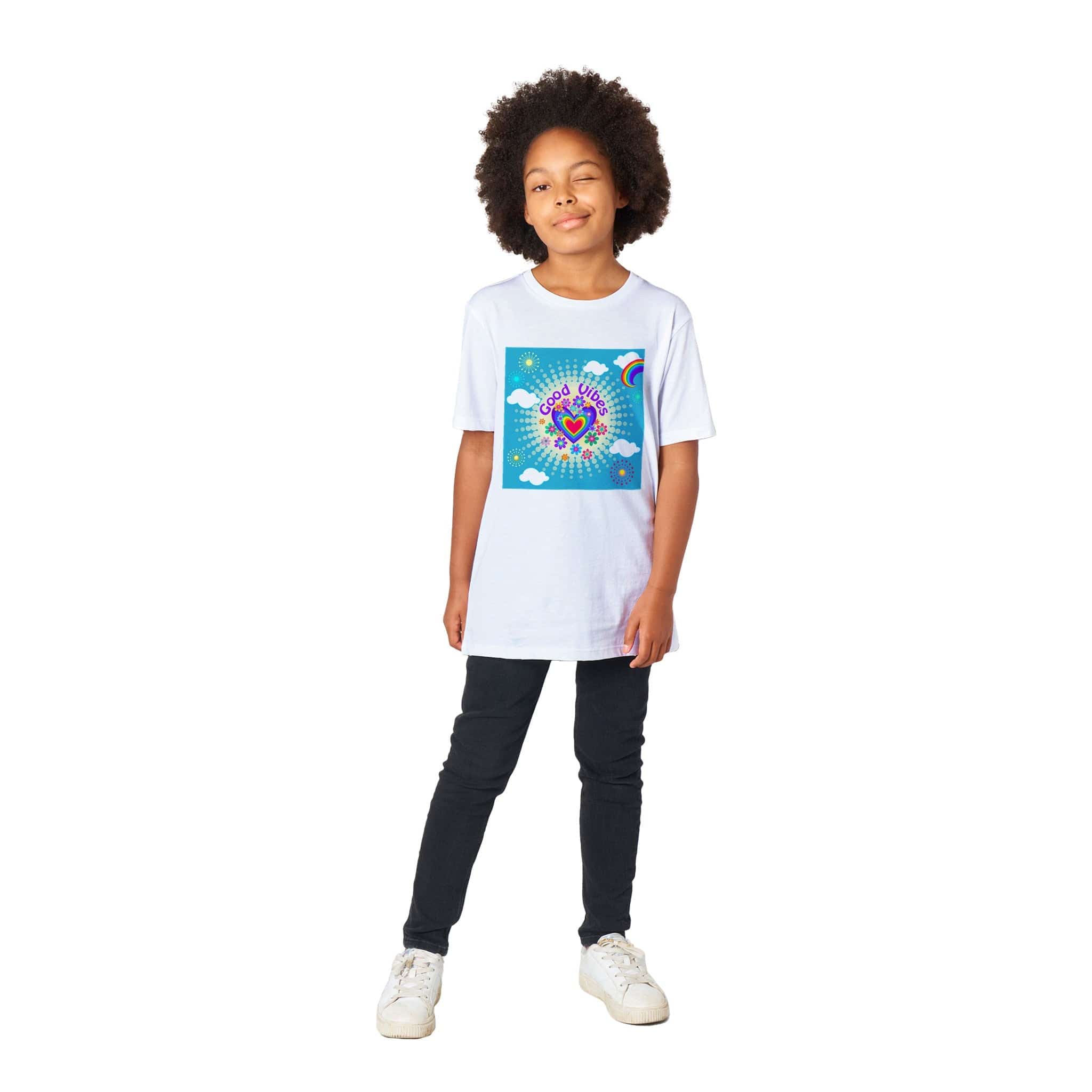 Organic Kids Crewneck T-shirt/Good-Vibes-Only - Enet Images