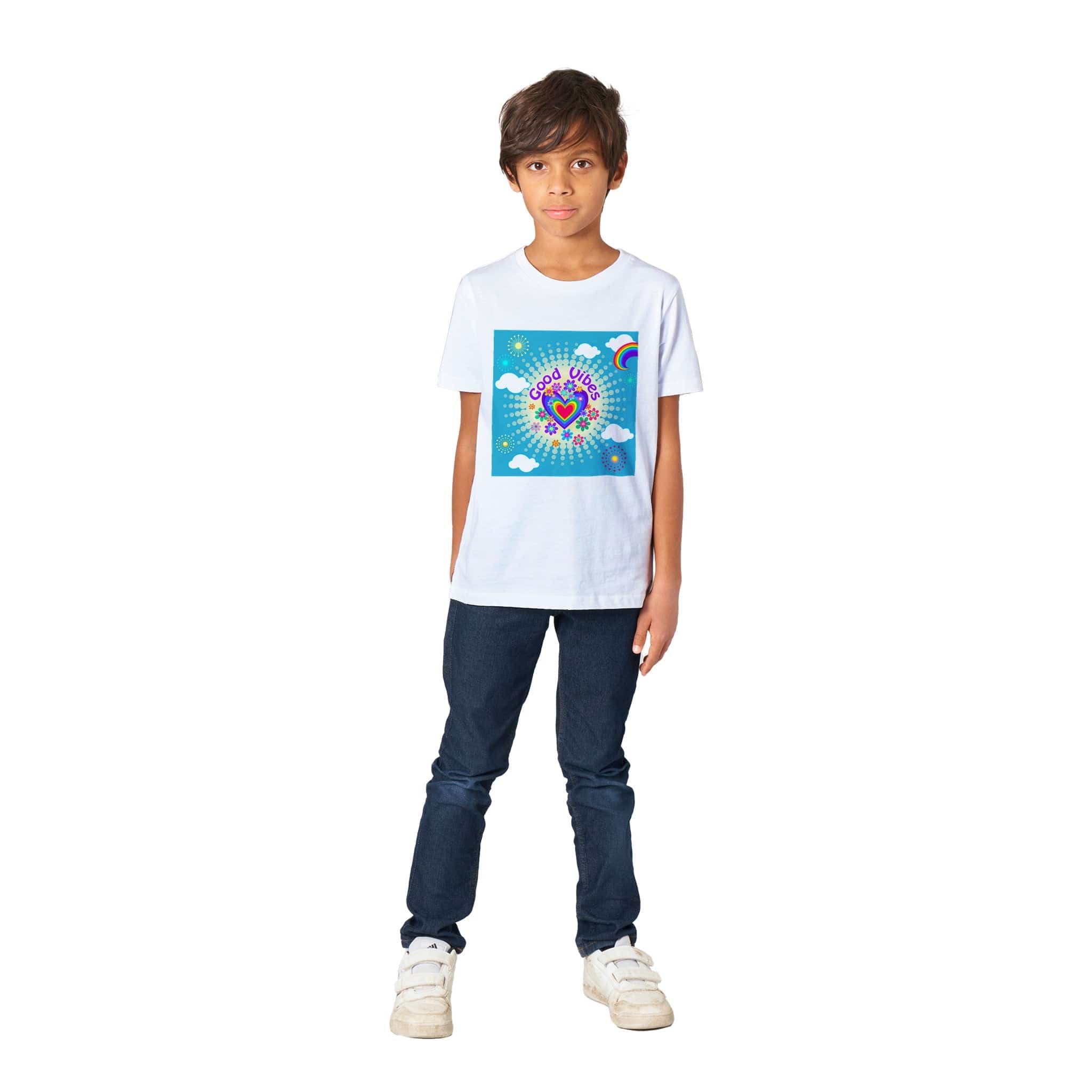 Organic Kids Crewneck T-shirt/Good-Vibes-Only - Enet Images