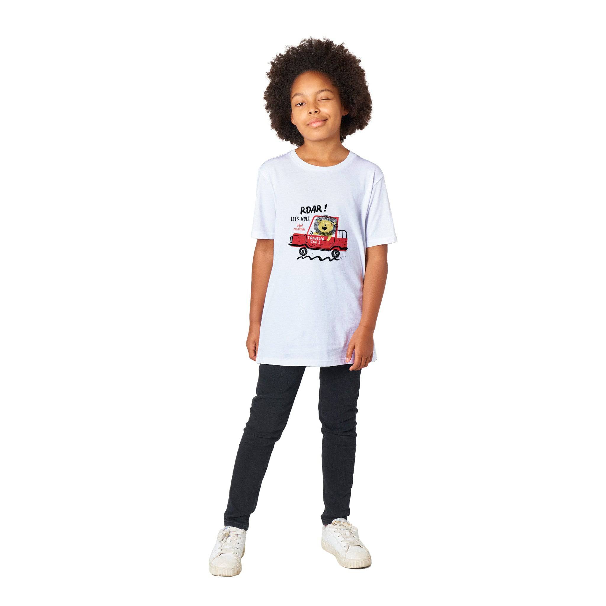 Organic Kids Crewneck T-shirt/Lion-Driver - Enet Images