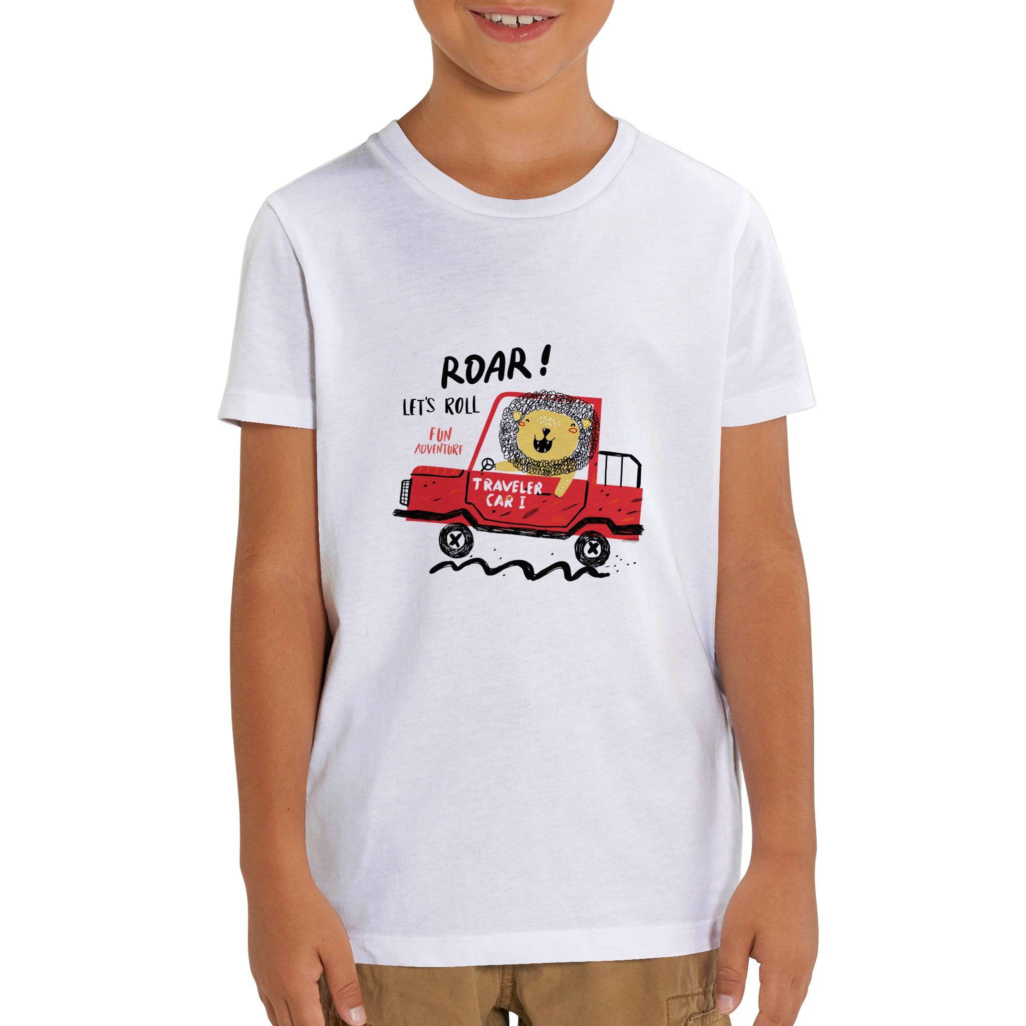 Organic Kids Crewneck T-shirt/Lion-Driver - Enet Images