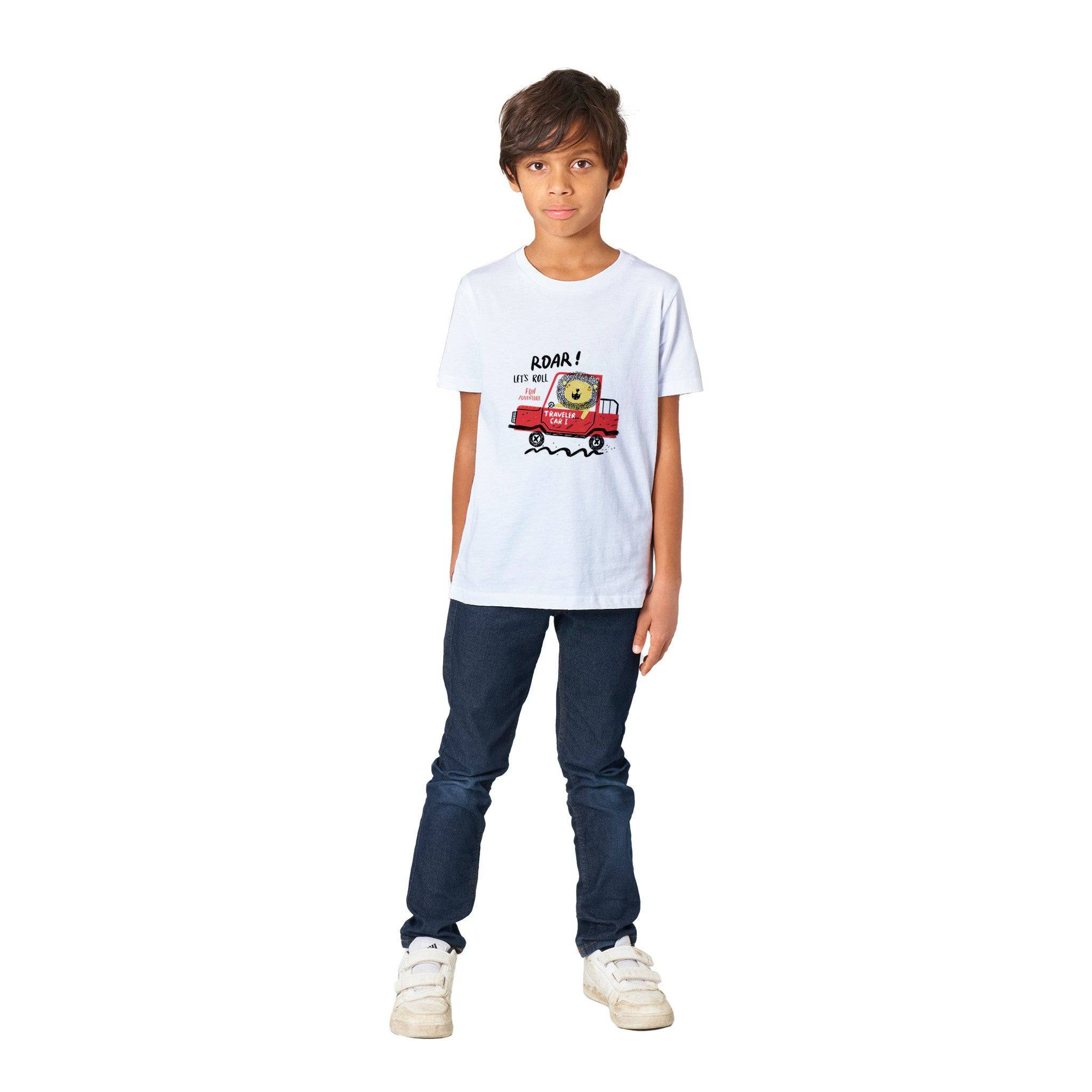 Organic Kids Crewneck T-shirt/Lion-Driver - Enet Images