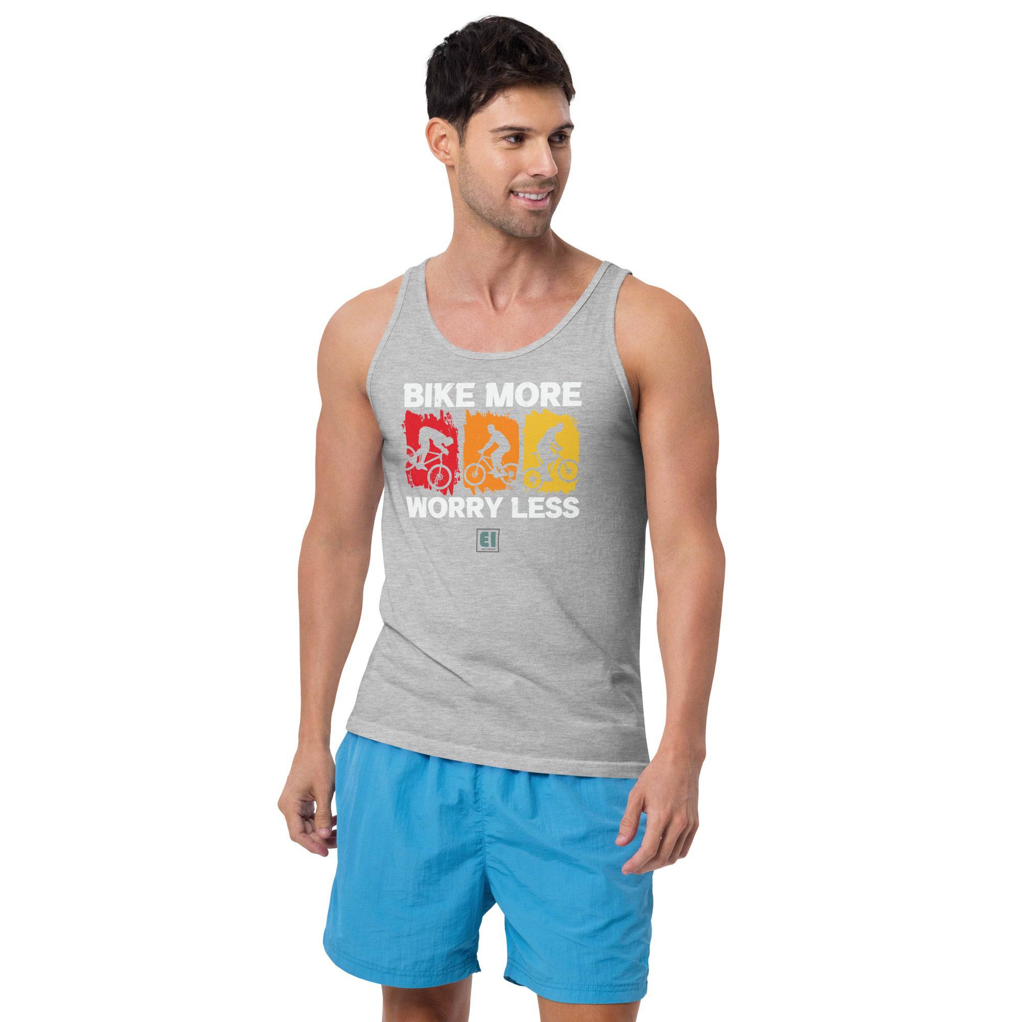 Men’s Staple Tank Top/Bike-More-Worry-Less - Enet Images