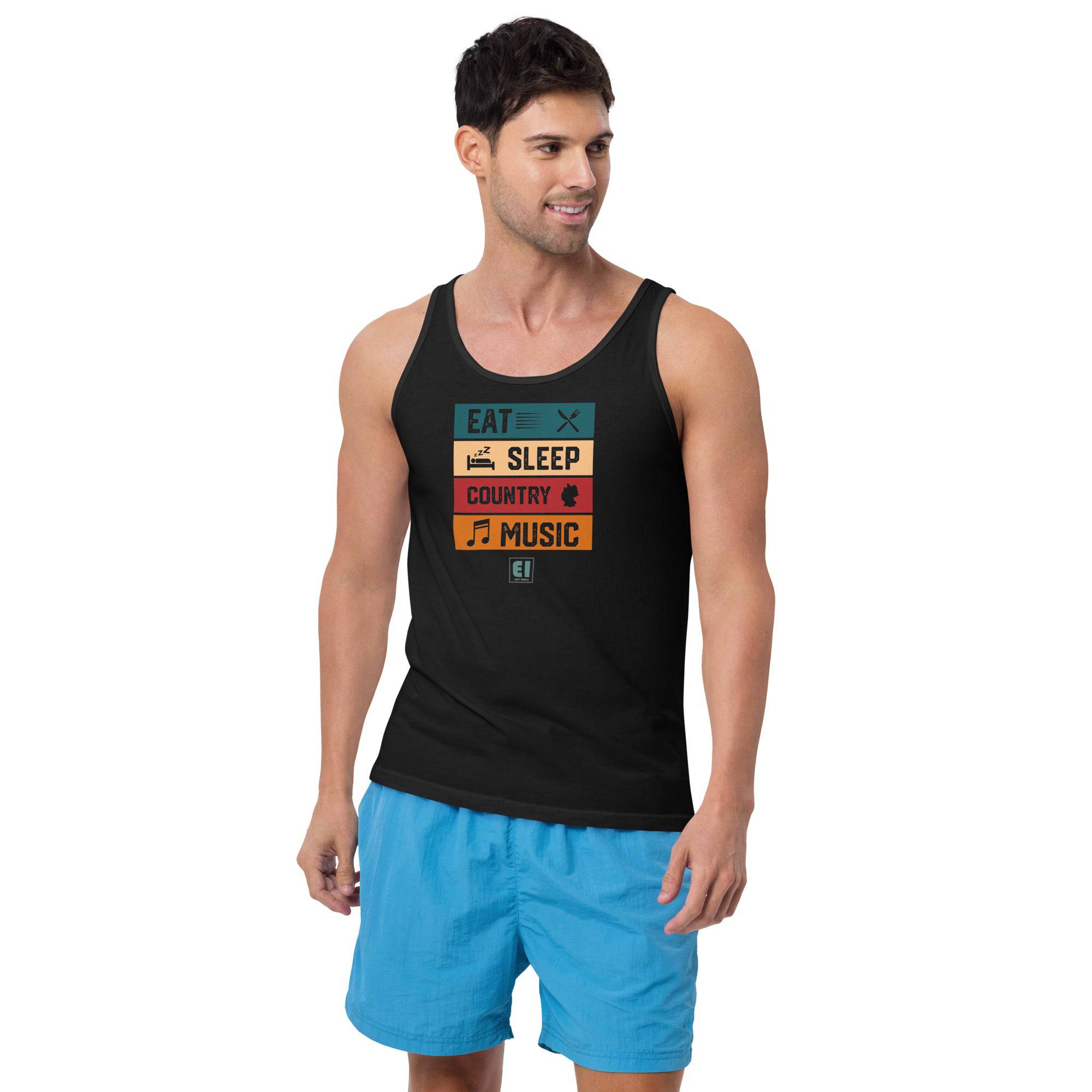 Men’s Staple Tank Top/Eat-Sleep-Music-Repeat - Enet Images
