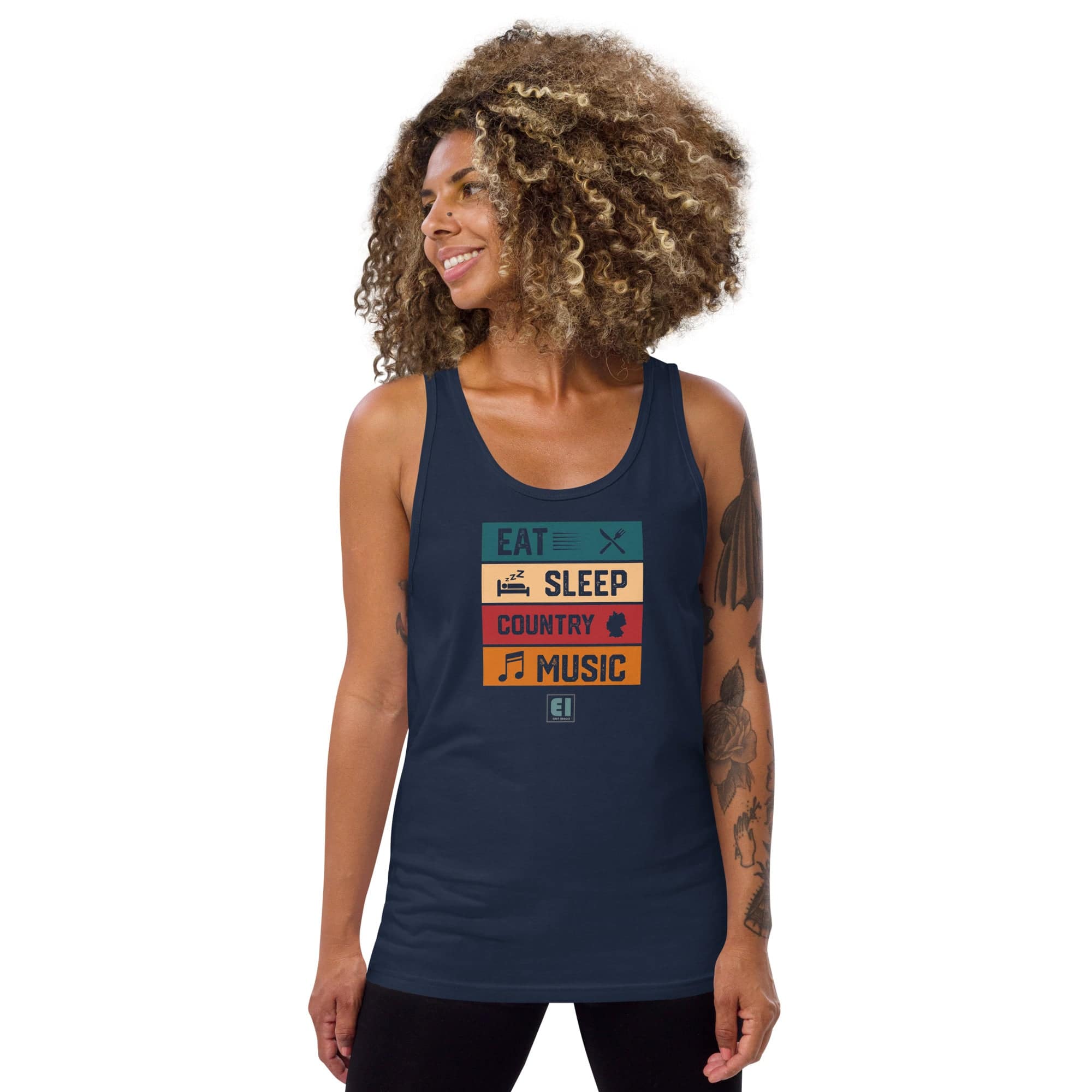 Men’s Staple Tank Top/Eat-Sleep-Music-Repeat - Enet Images