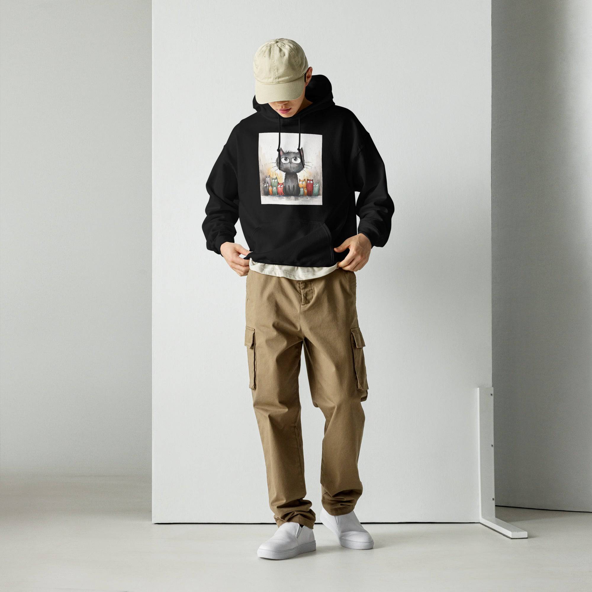 Unisex Hoodie/Handsketched-Cats - Enet Images