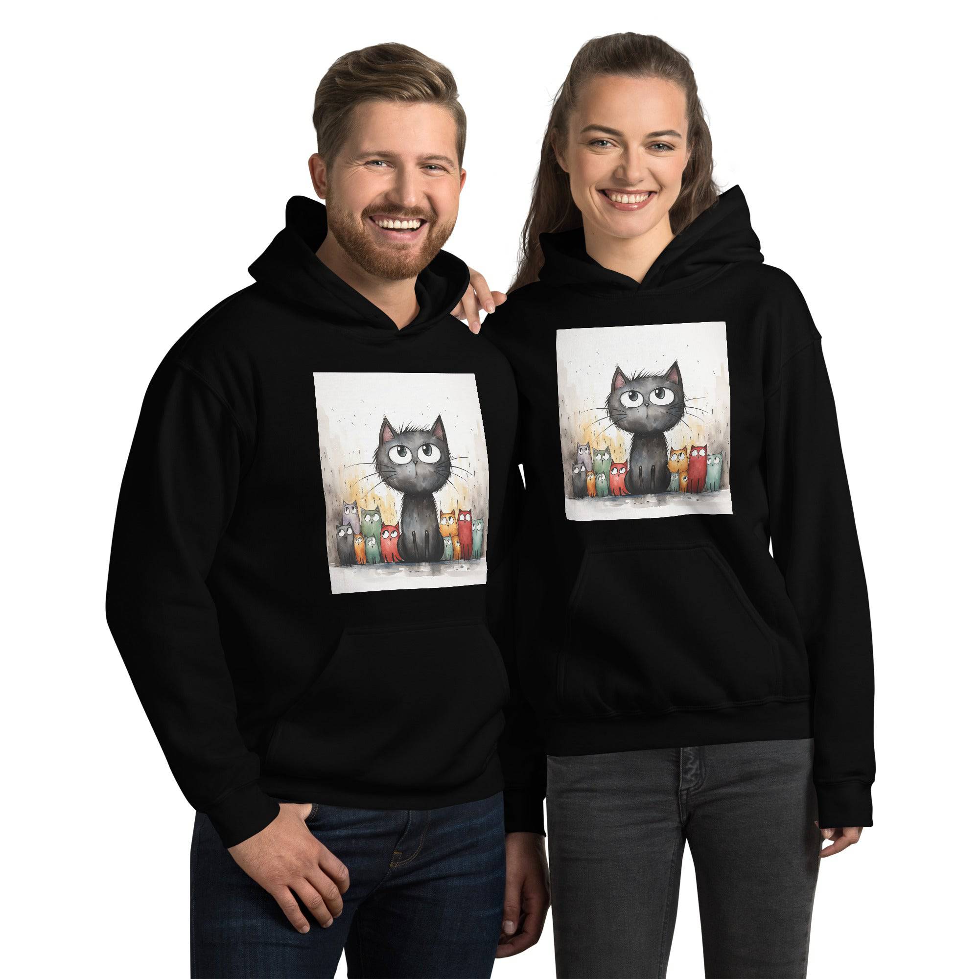 Unisex Hoodie/Handsketched-Cats - Enet Images