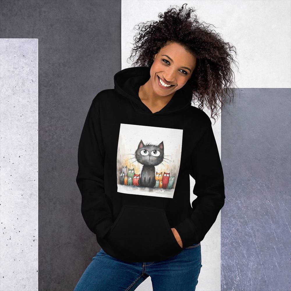 Unisex Hoodie/Handsketched-Cats - Enet Images