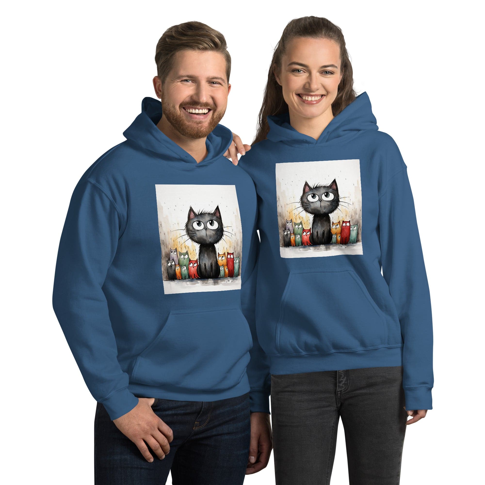 Unisex Hoodie/Handsketched-Cats - Enet Images