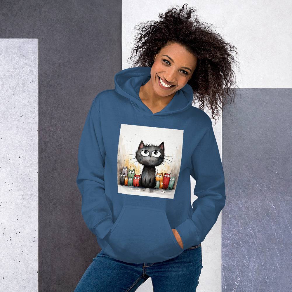 Unisex Hoodie/Handsketched-Cats - Enet Images