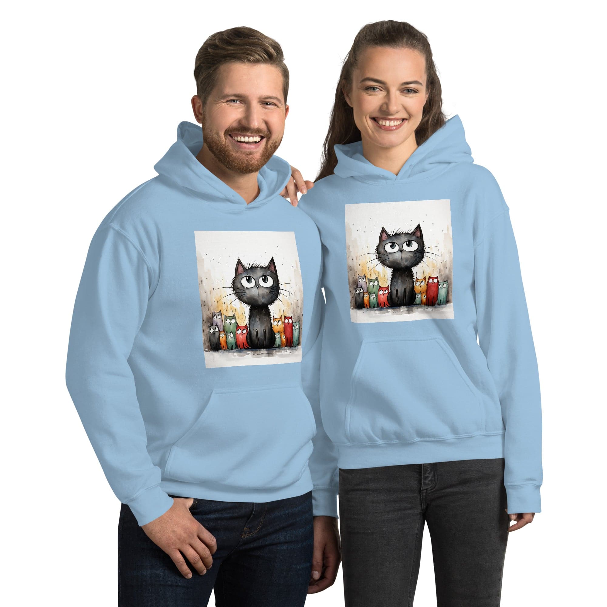 Unisex Hoodie/Handsketched-Cats - Enet Images