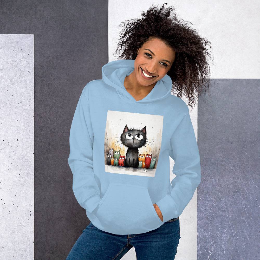 Unisex Hoodie/Handsketched-Cats - Enet Images