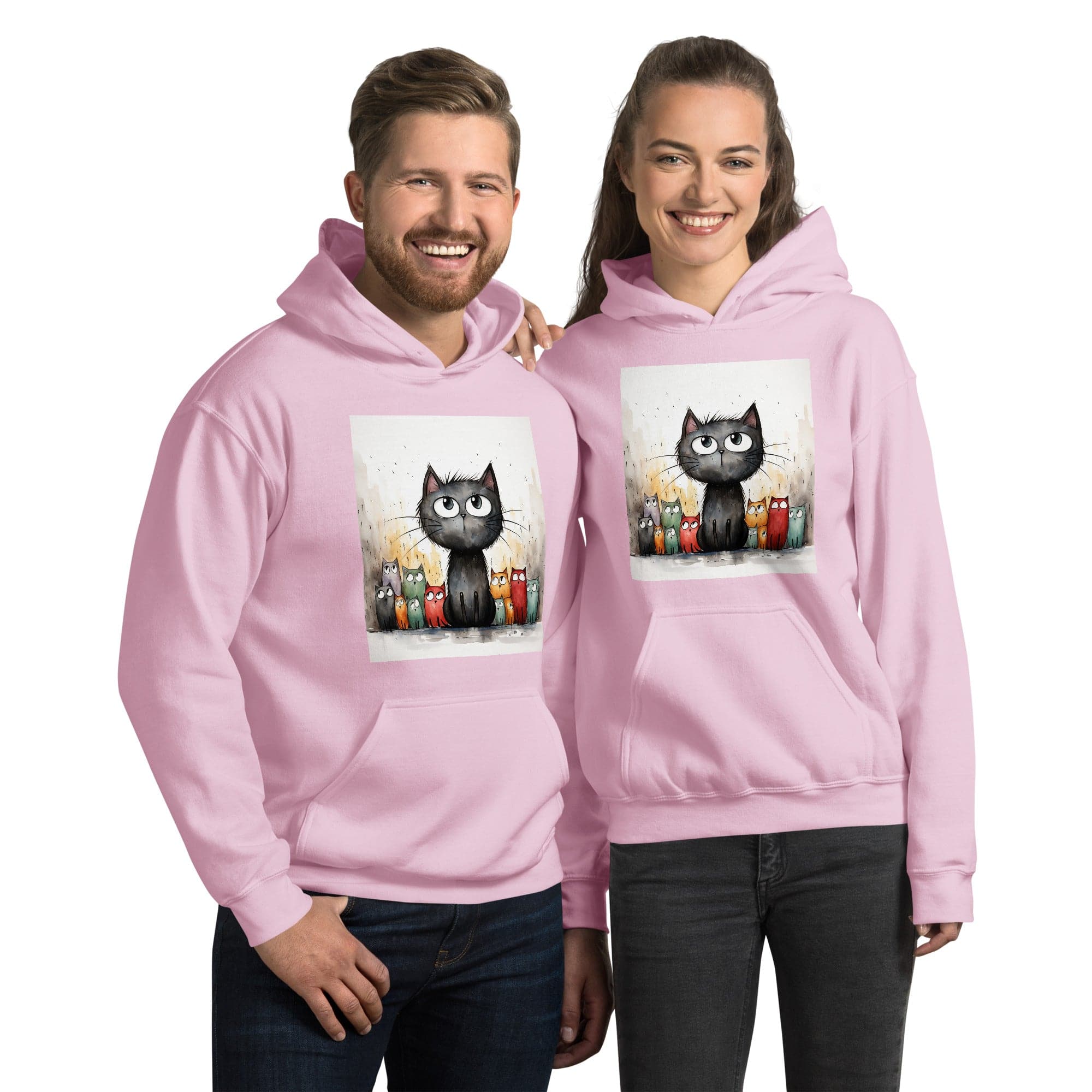 Unisex Hoodie/Handsketched-Cats - Enet Images