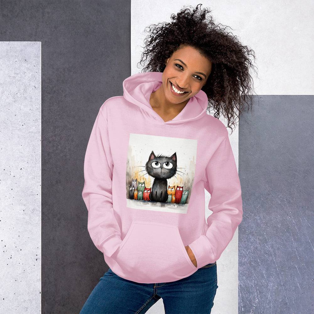 Unisex Hoodie/Handsketched-Cats - Enet Images