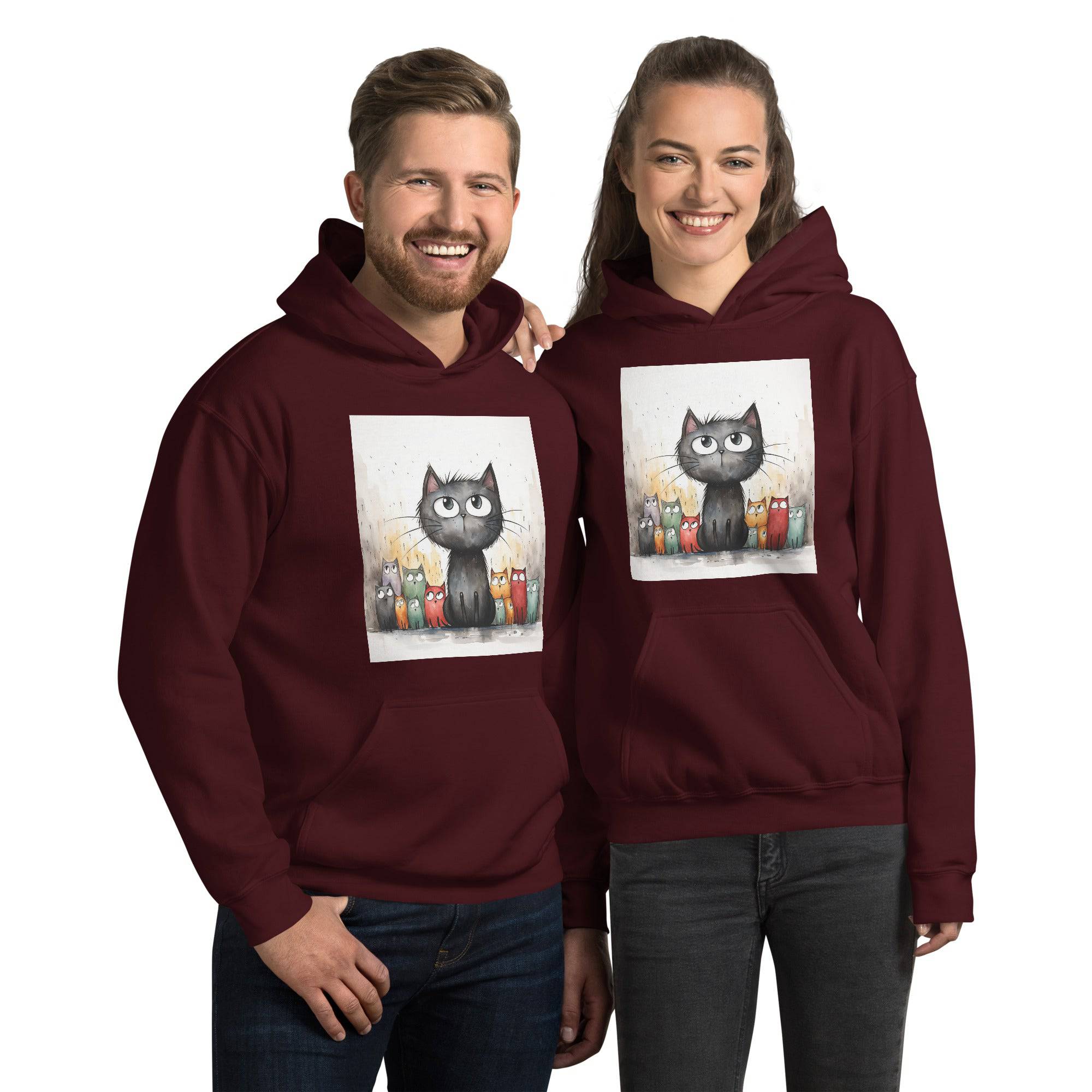 Unisex Hoodie/Handsketched-Cats - Enet Images