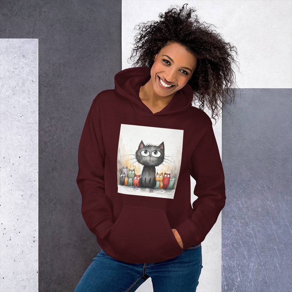 Unisex Hoodie/Handsketched-Cats - Enet Images