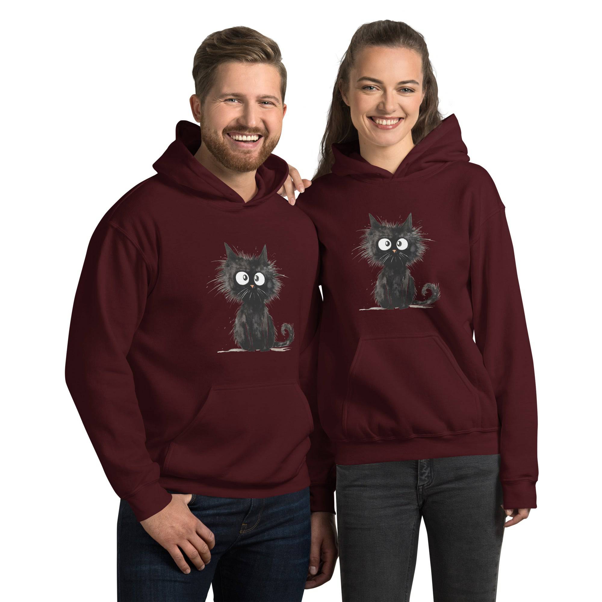 Unisex Hoodie/Black-Funny-Cat - Enet Images