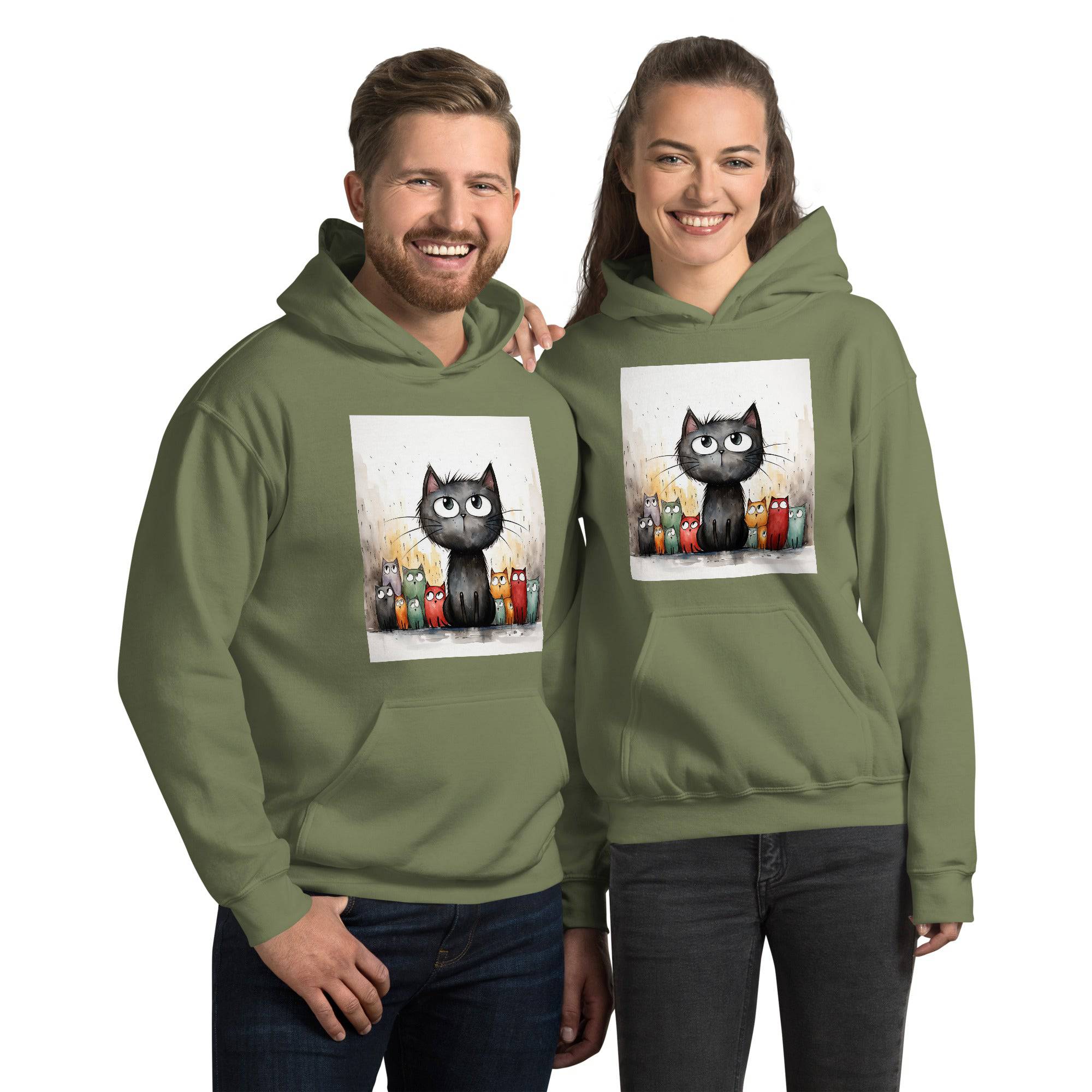 Unisex Hoodie/Handsketched-Cats - Enet Images