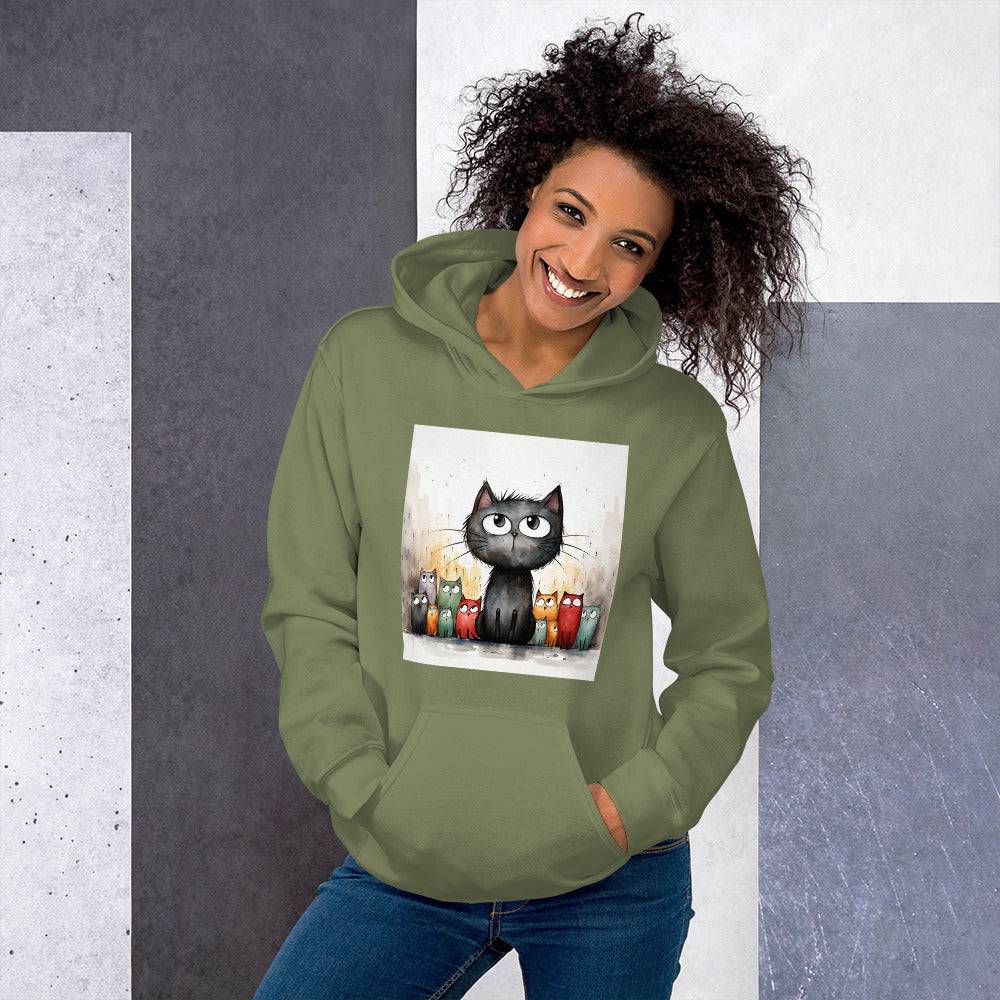 Unisex Hoodie/Handsketched-Cats - Enet Images