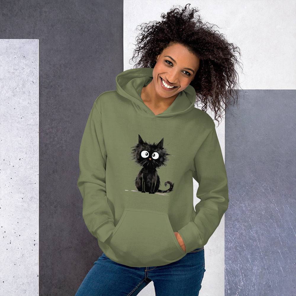 Unisex Hoodie/Black-Funny-Cat - Enet Images