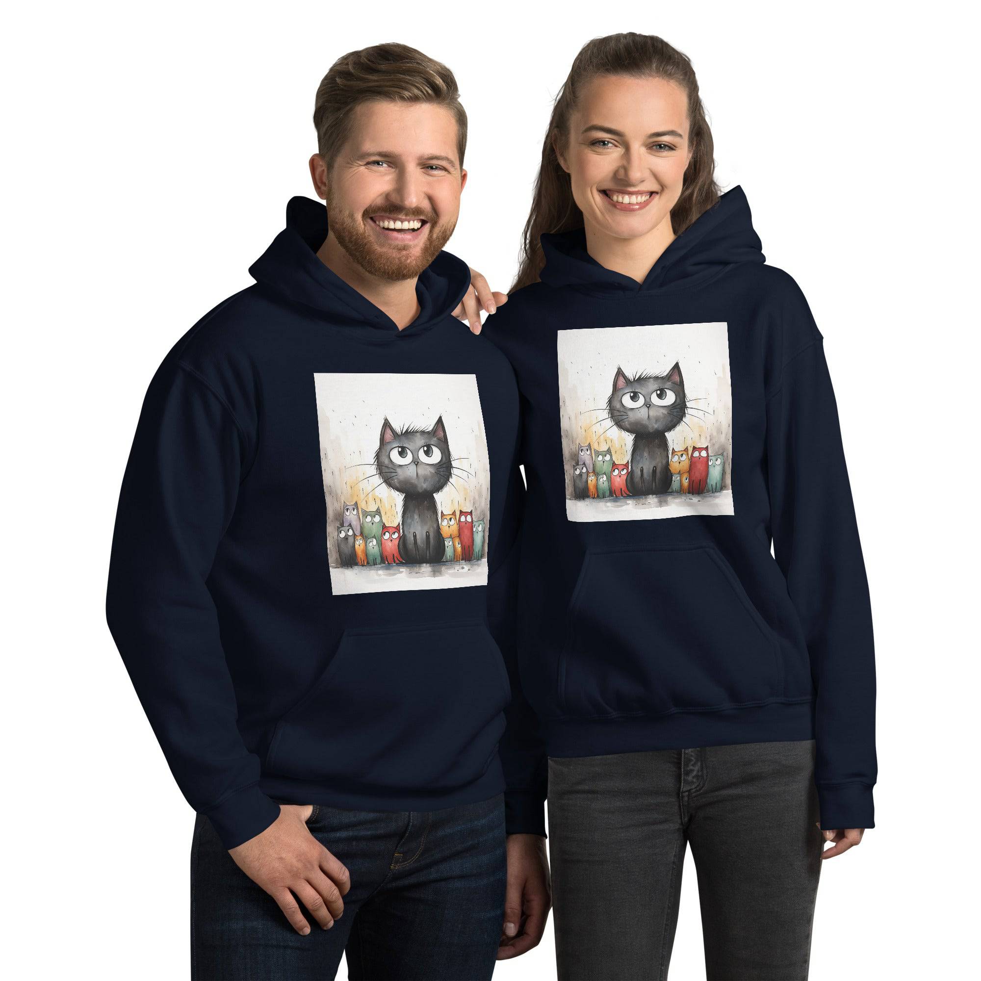 Unisex Hoodie/Handsketched-Cats - Enet Images