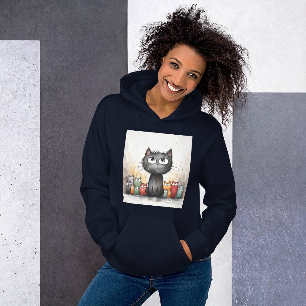 Unisex Hoodie/Handsketched-Cats - Enet Images