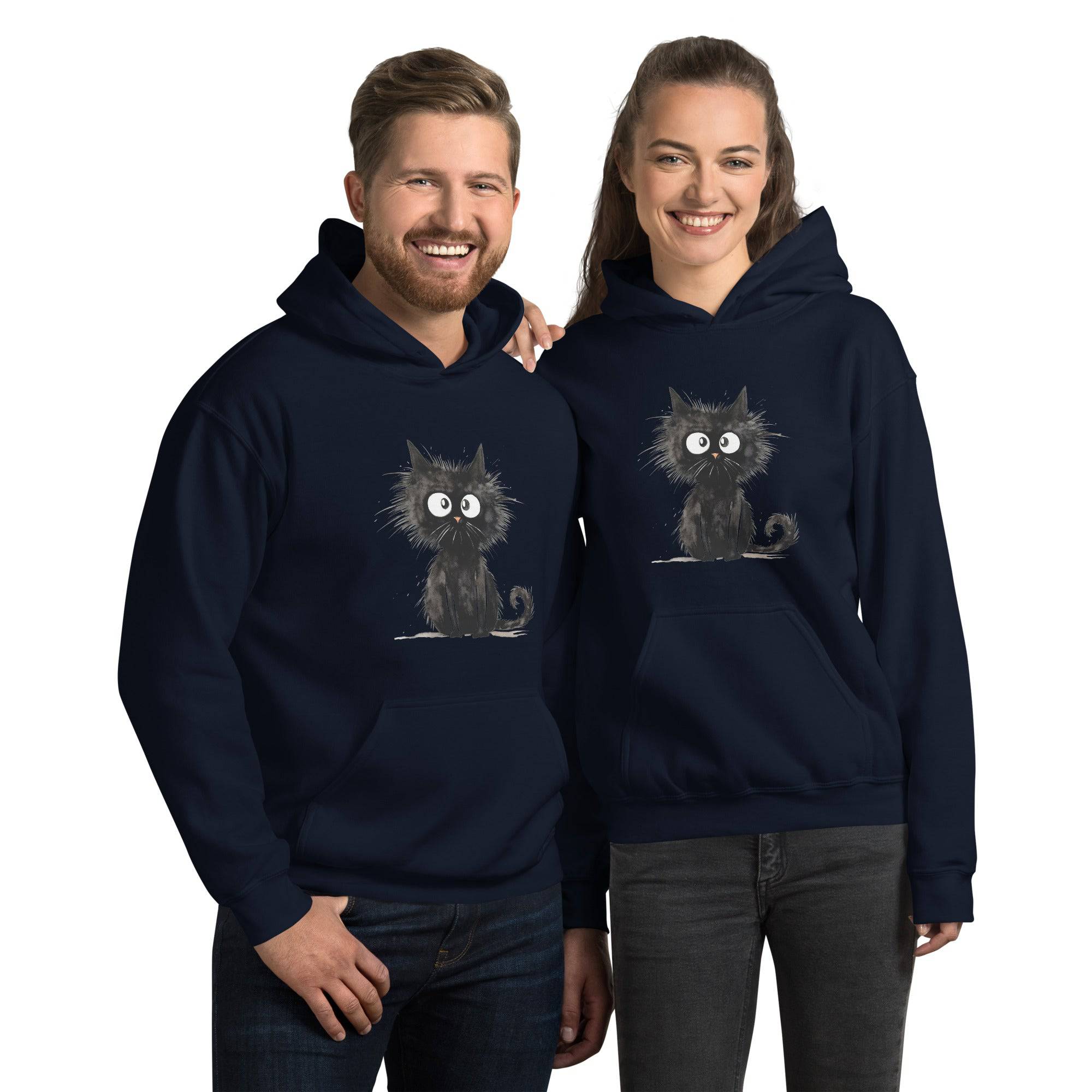 Unisex Hoodie/Black-Funny-Cat - Enet Images