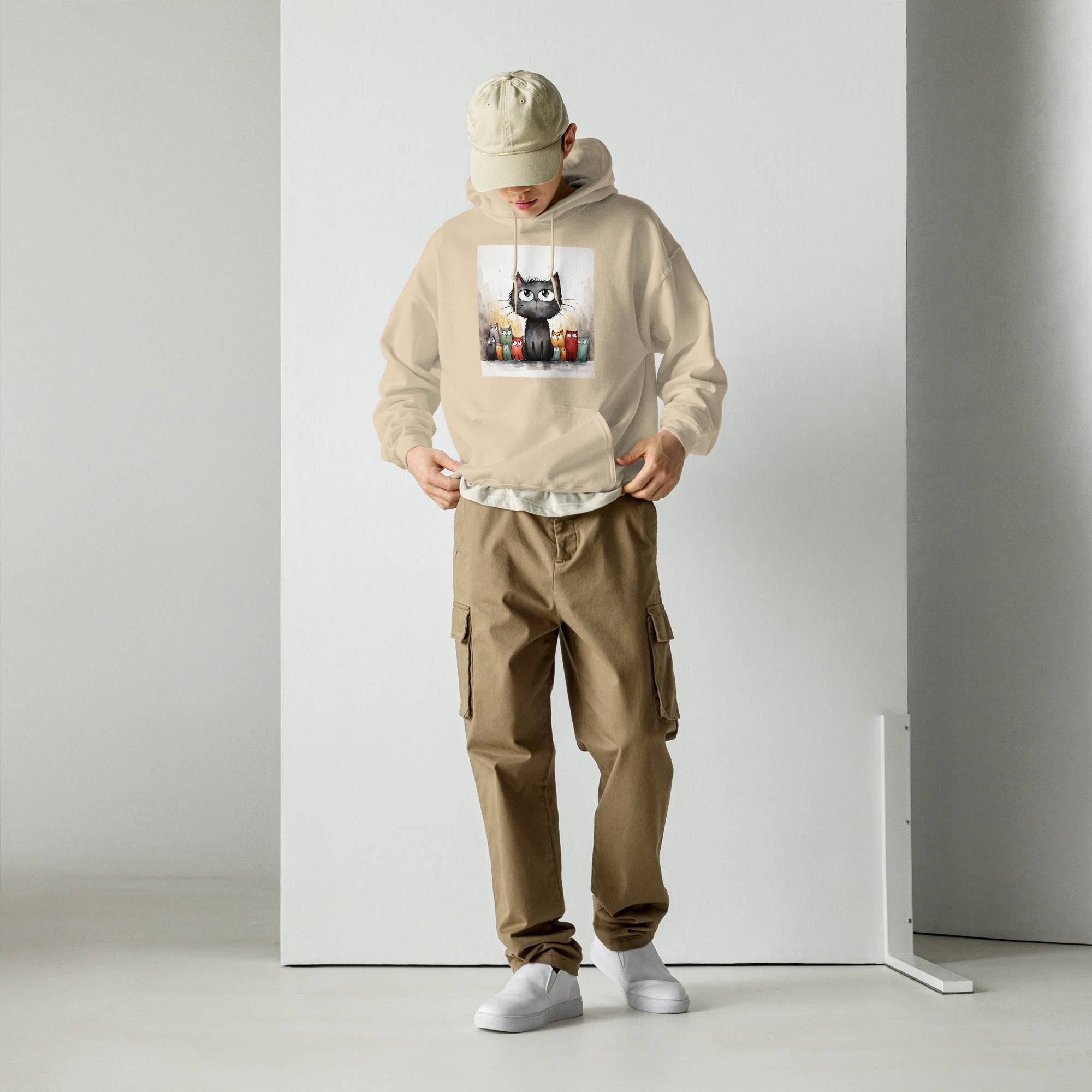 Unisex Hoodie/Handsketched-Cats - Enet Images