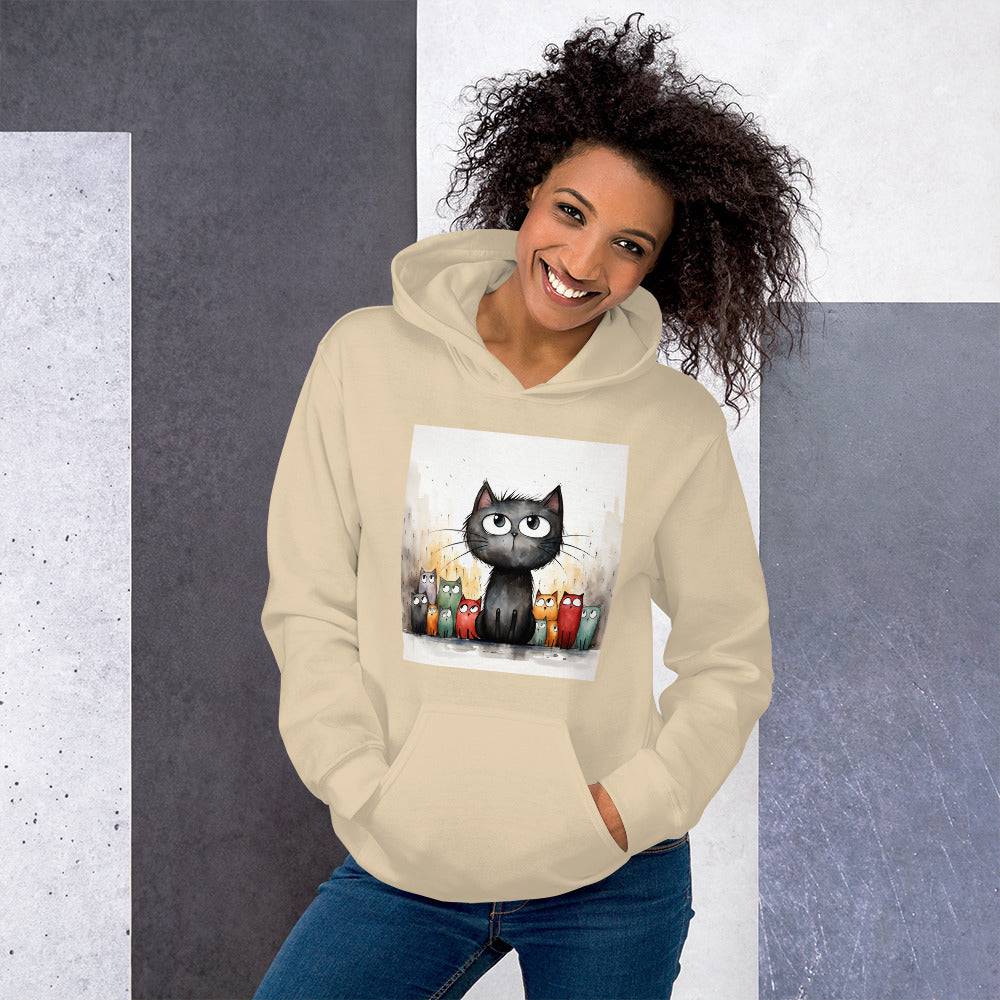 Unisex Hoodie/Handsketched-Cats - Enet Images